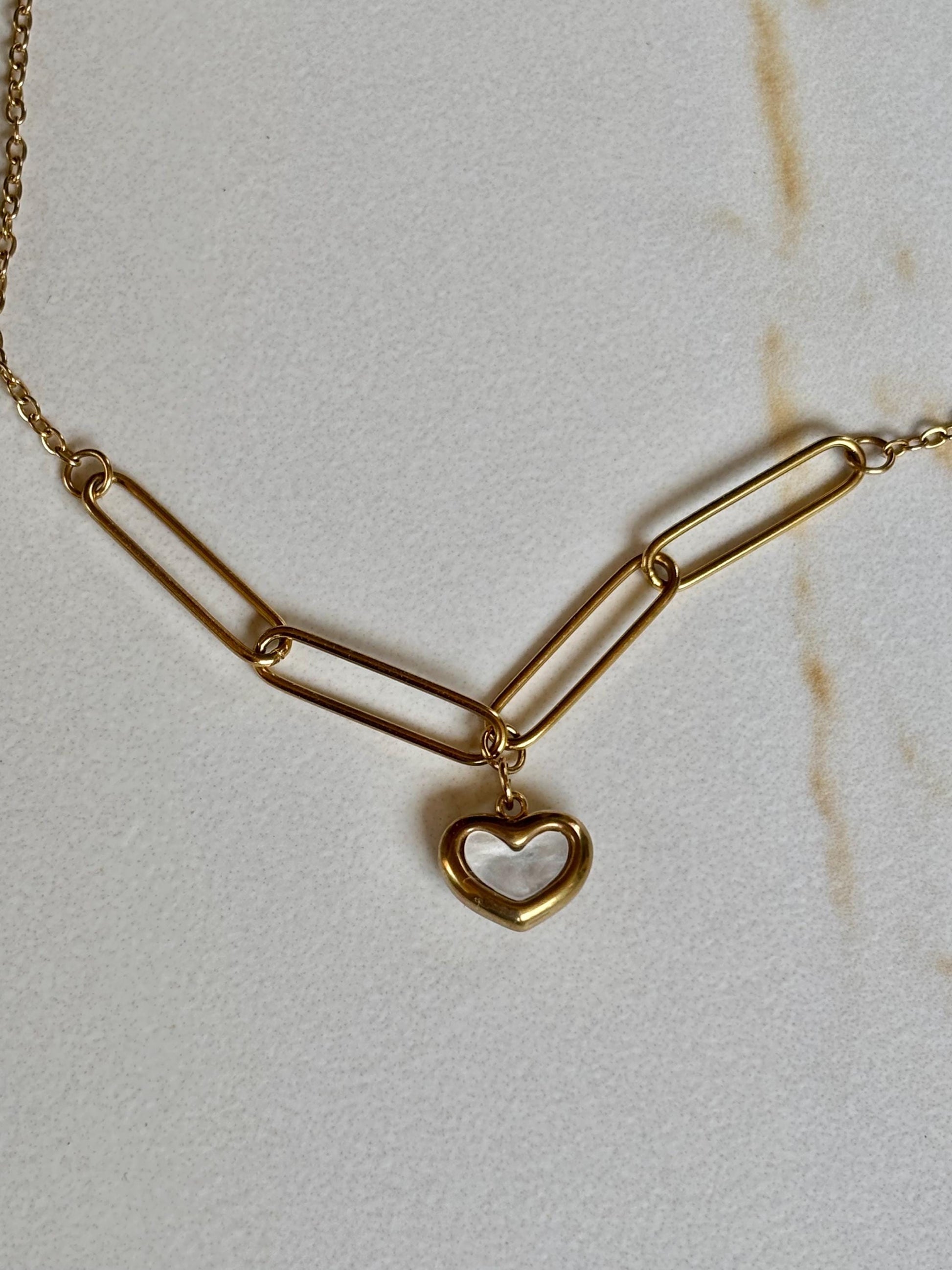 Heart Paperclip Gold Trendy Necklace