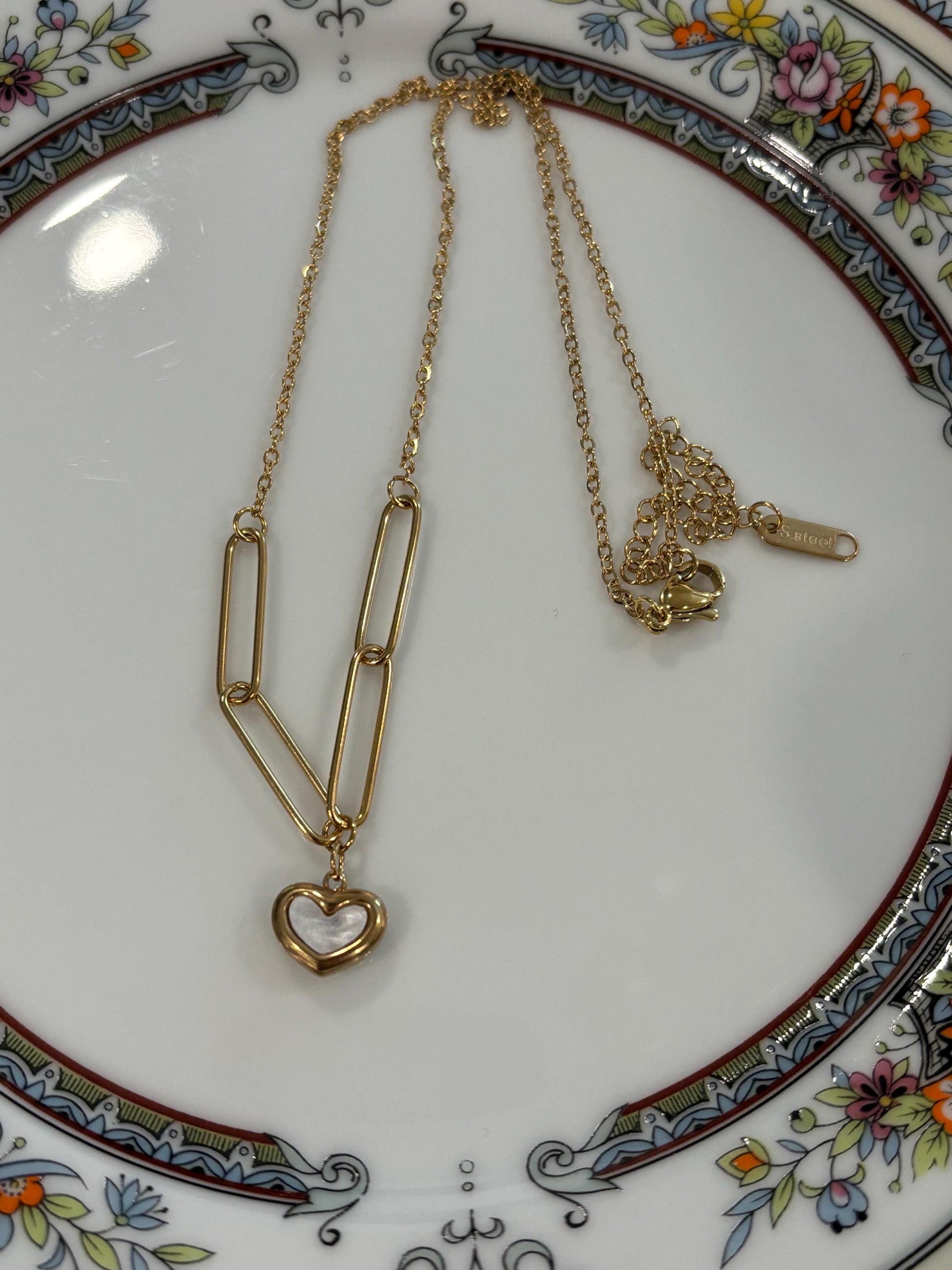 Heart Paperclip Gold Trendy Necklace