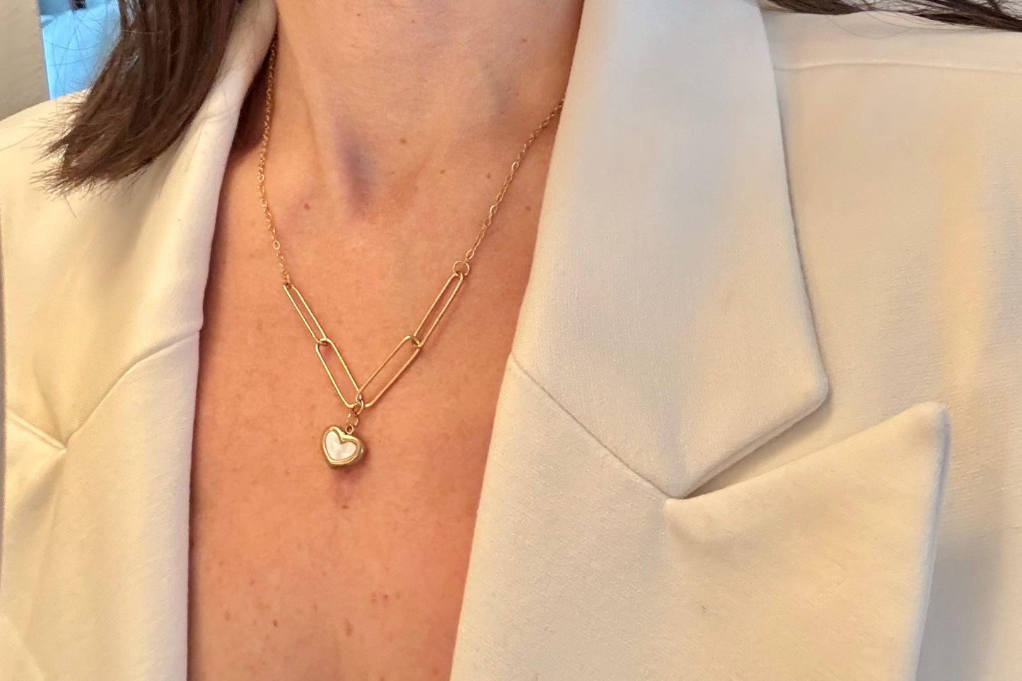 Heart Paperclip Gold Trendy Necklace