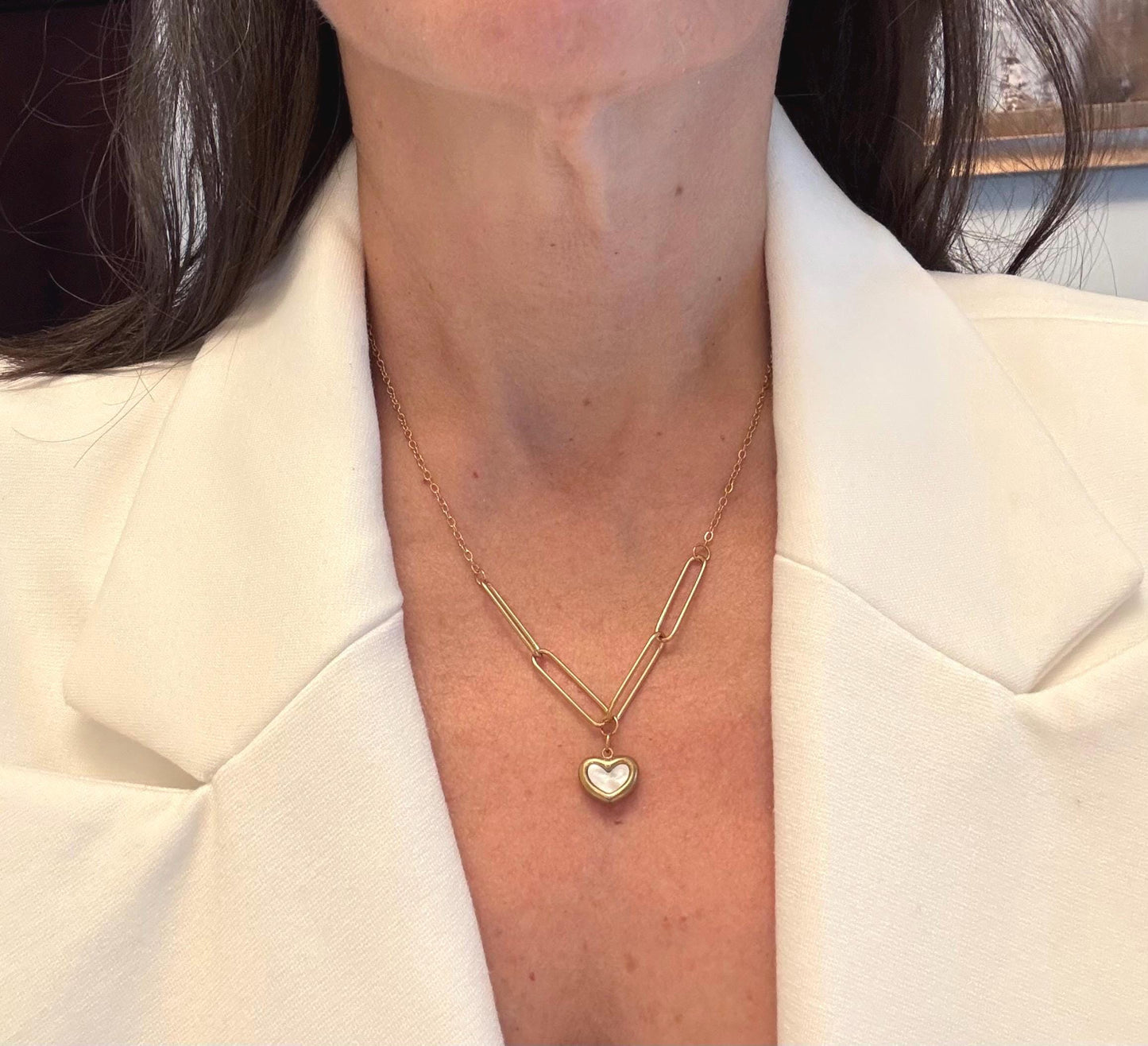 Heart Paperclip Gold Trendy Necklace