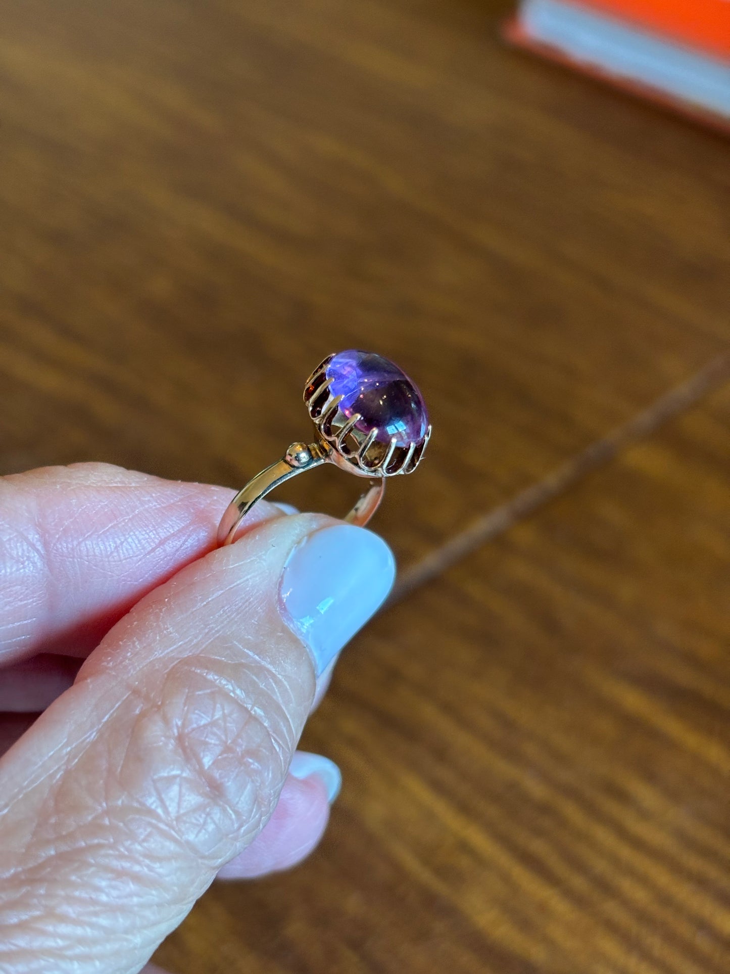 Vintage 14K Rose Gold Oval Amethyst Ring | Classic February Birthstone Statement Ring