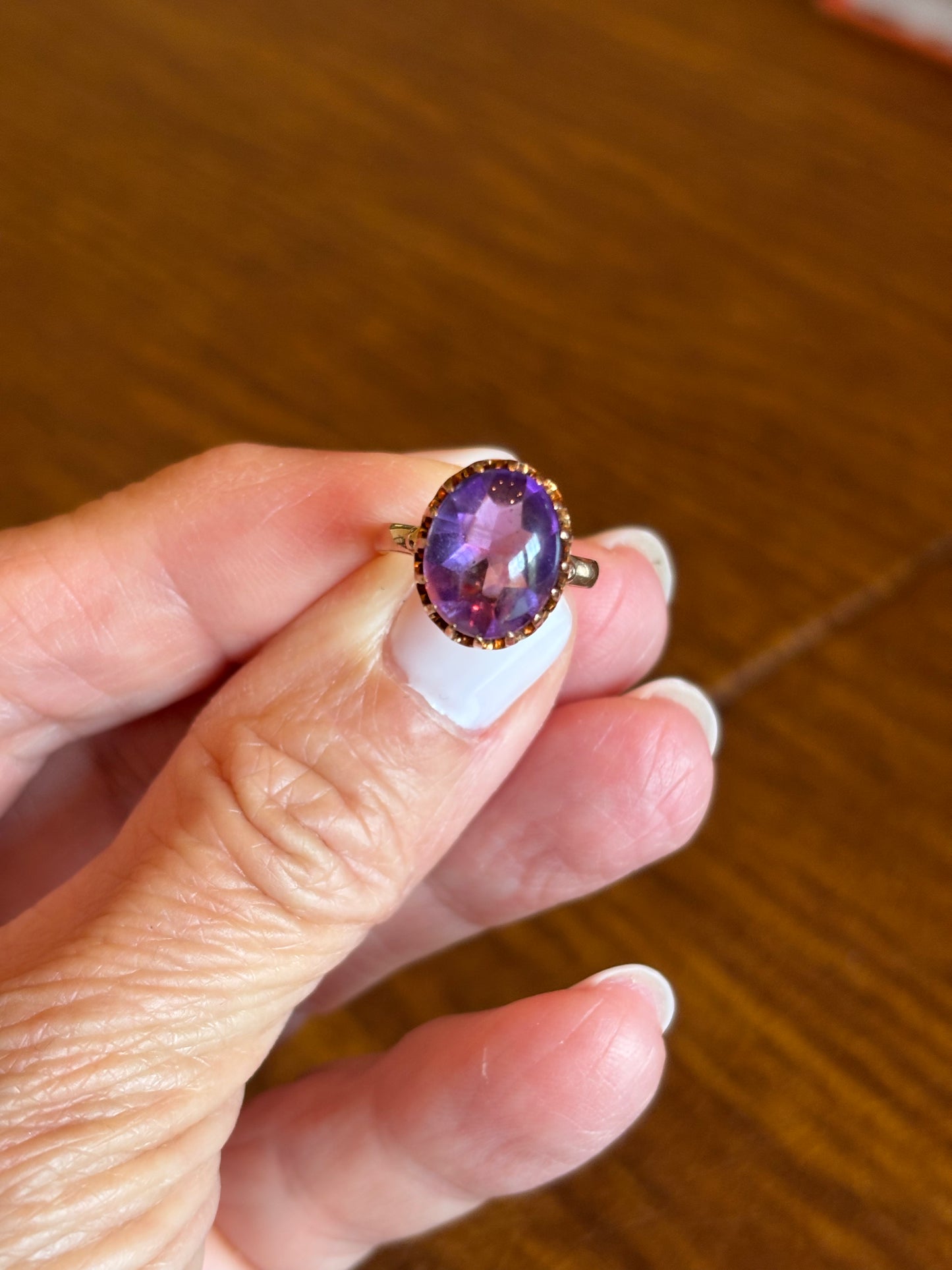 Vintage 14K Rose Gold Oval Amethyst Ring | Classic February Birthstone Statement Ring