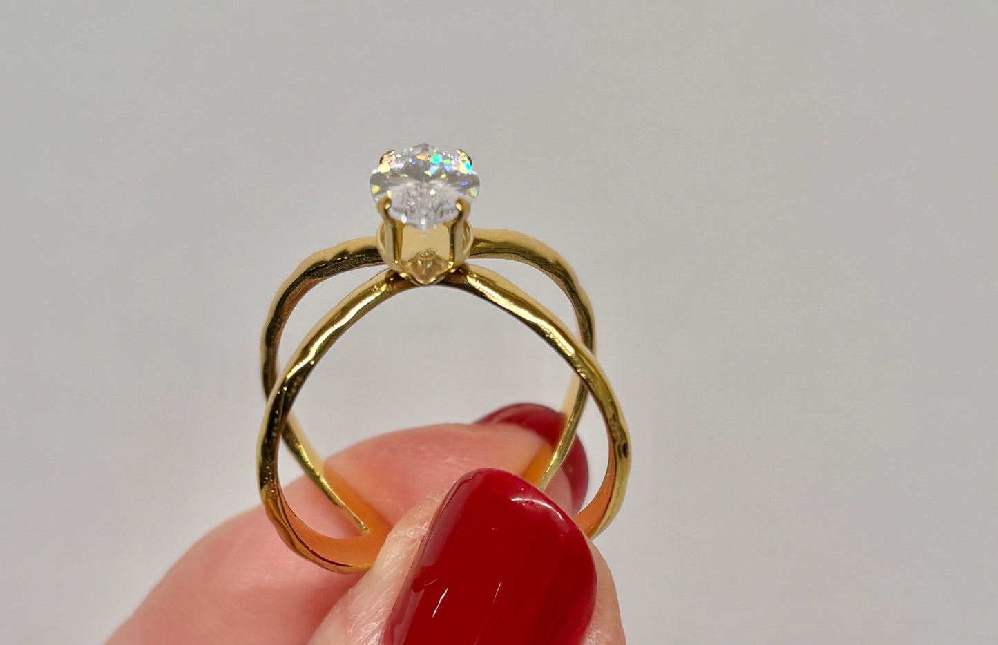 Marquise Crisscross Gold Ring