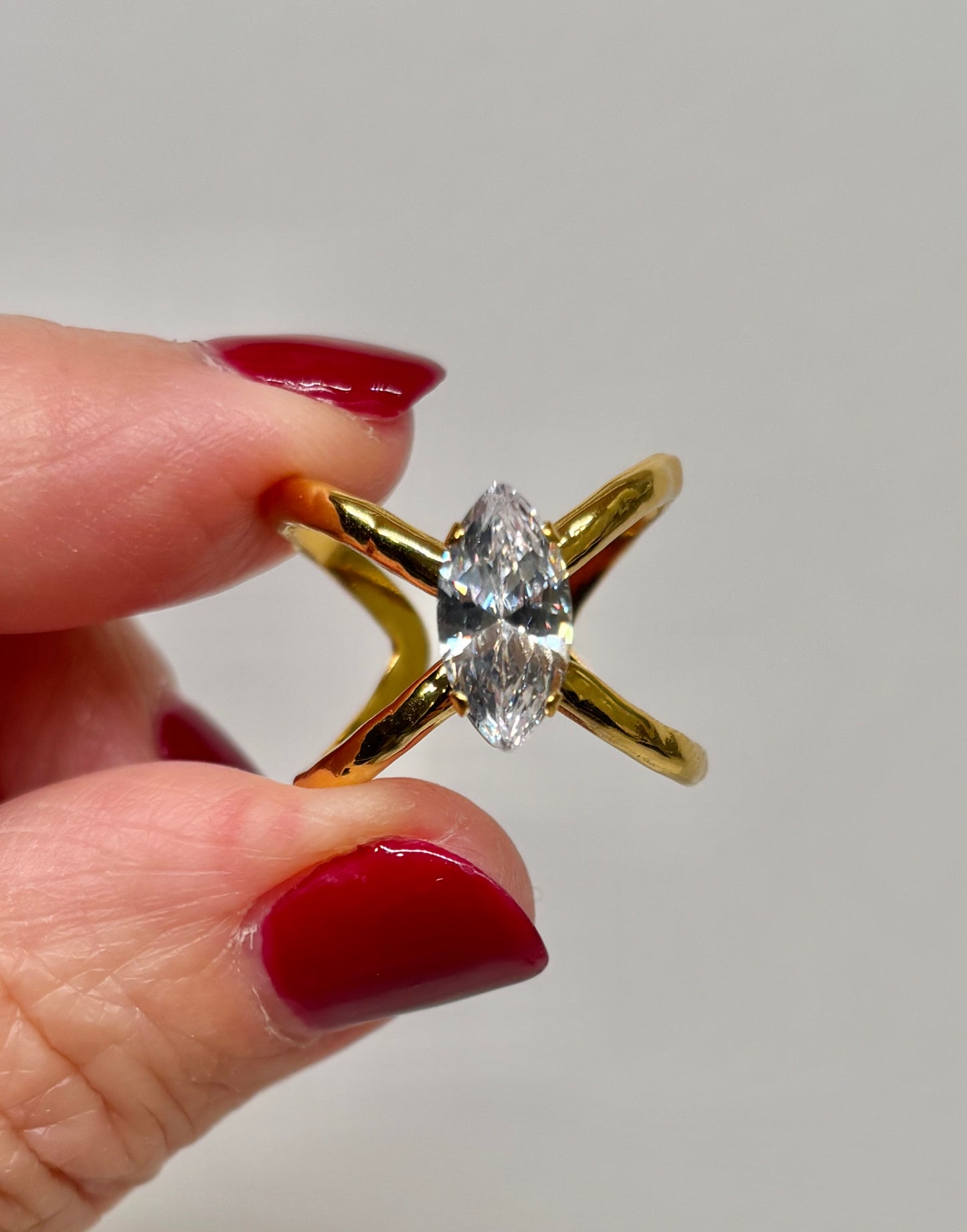 Marquise Crisscross Gold Ring