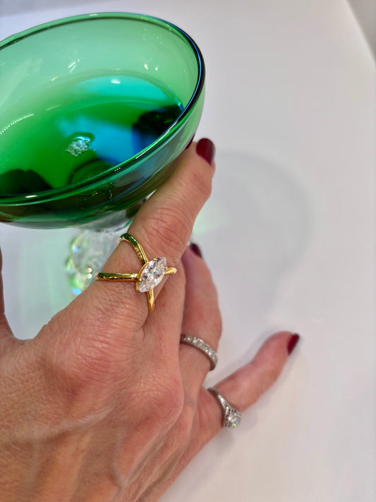 Marquise Crisscross Gold Ring