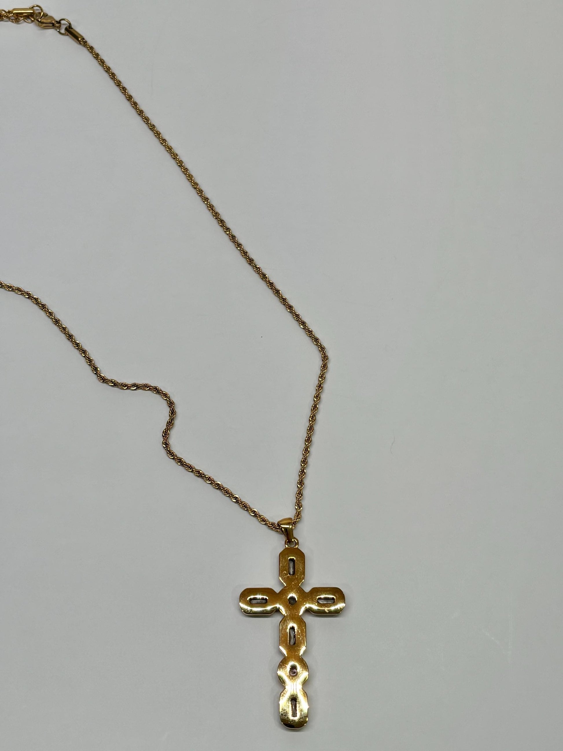 Large Bejeweled Cross Pendant Necklace