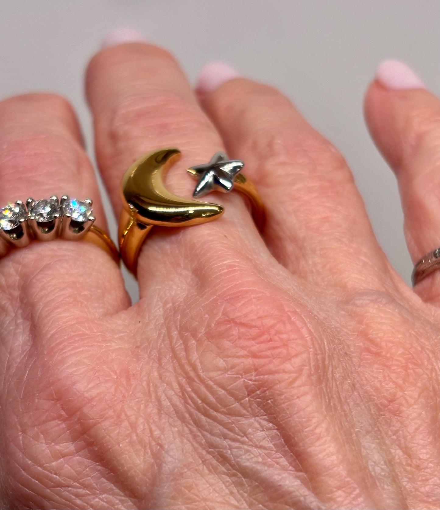 Moon & Star Celestial Statement Ring