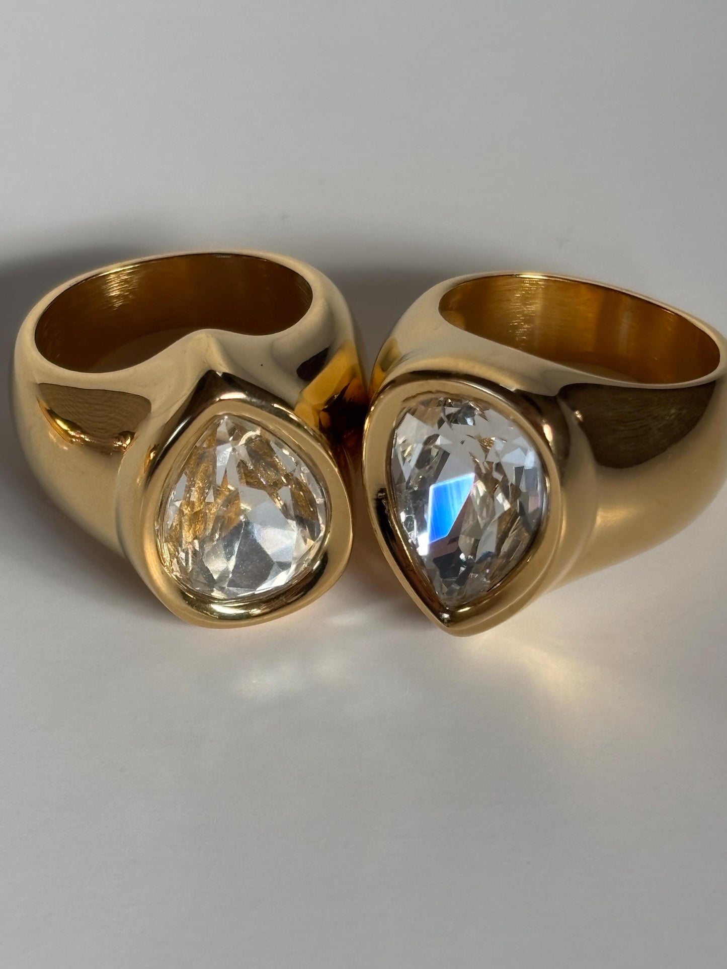 Pear Shaped Ice Crystal Statment Ring