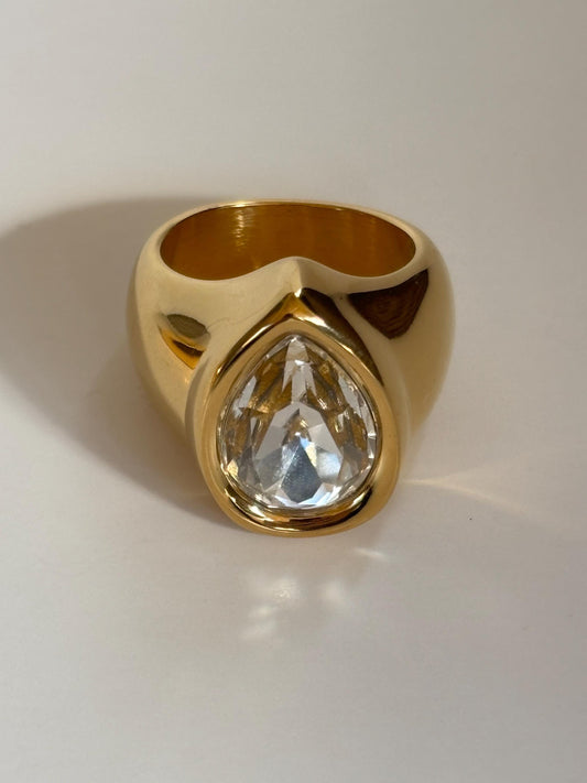 Pear Shaped Ice Crystal Statment Ring