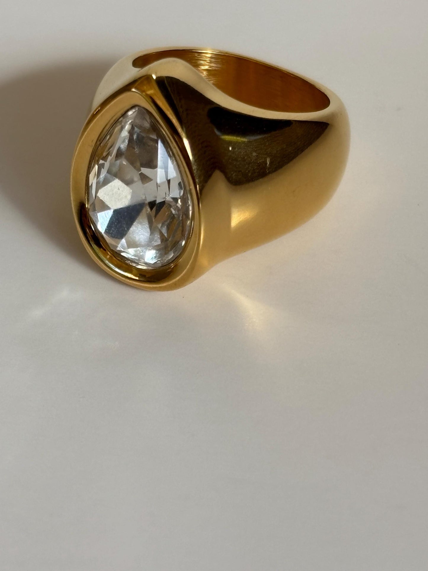 Pear Shaped Ice Crystal Statment Ring