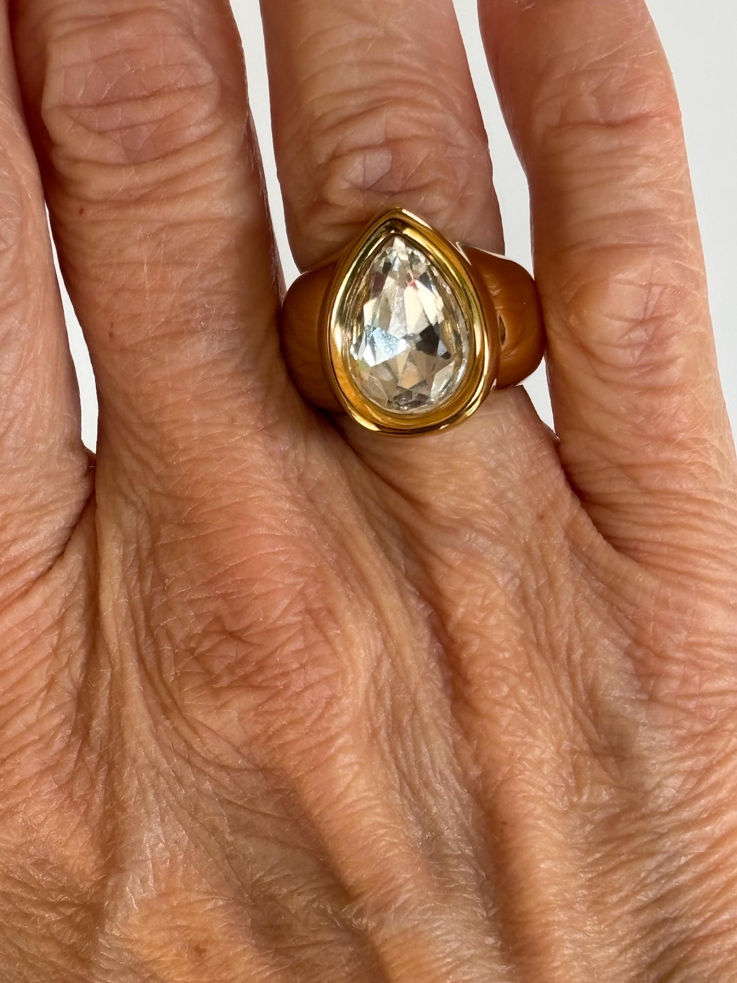 Pear Shaped Ice Crystal Statment Ring