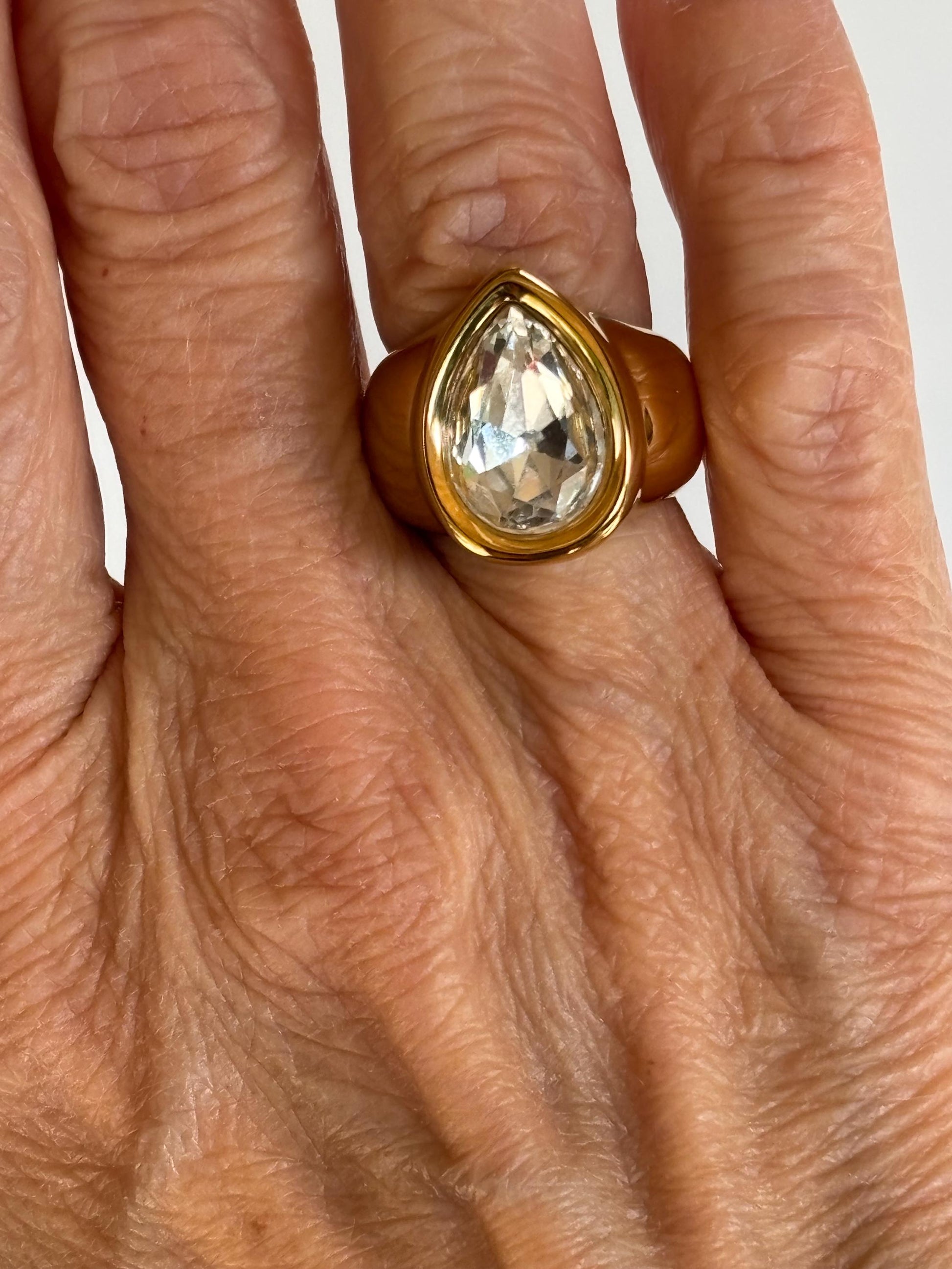 Pear Shaped Ice Crystal Statment Ring