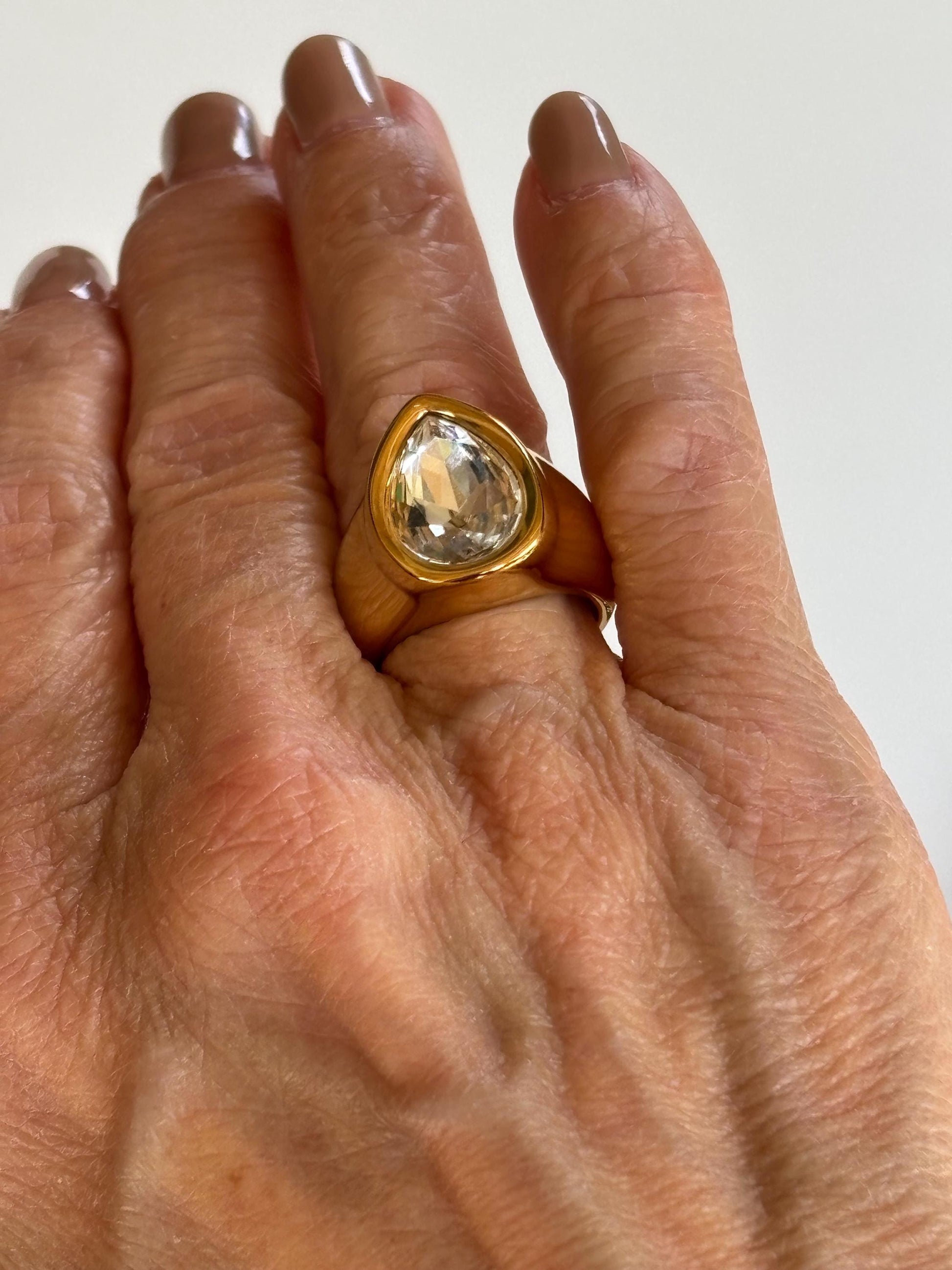 Pear Shaped Ice Crystal Statment Ring