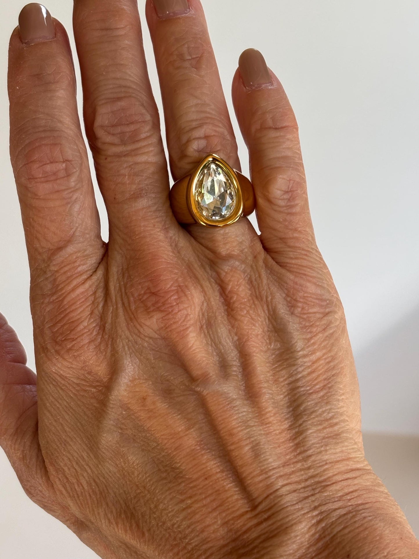 Pear Shaped Ice Crystal Statment Ring