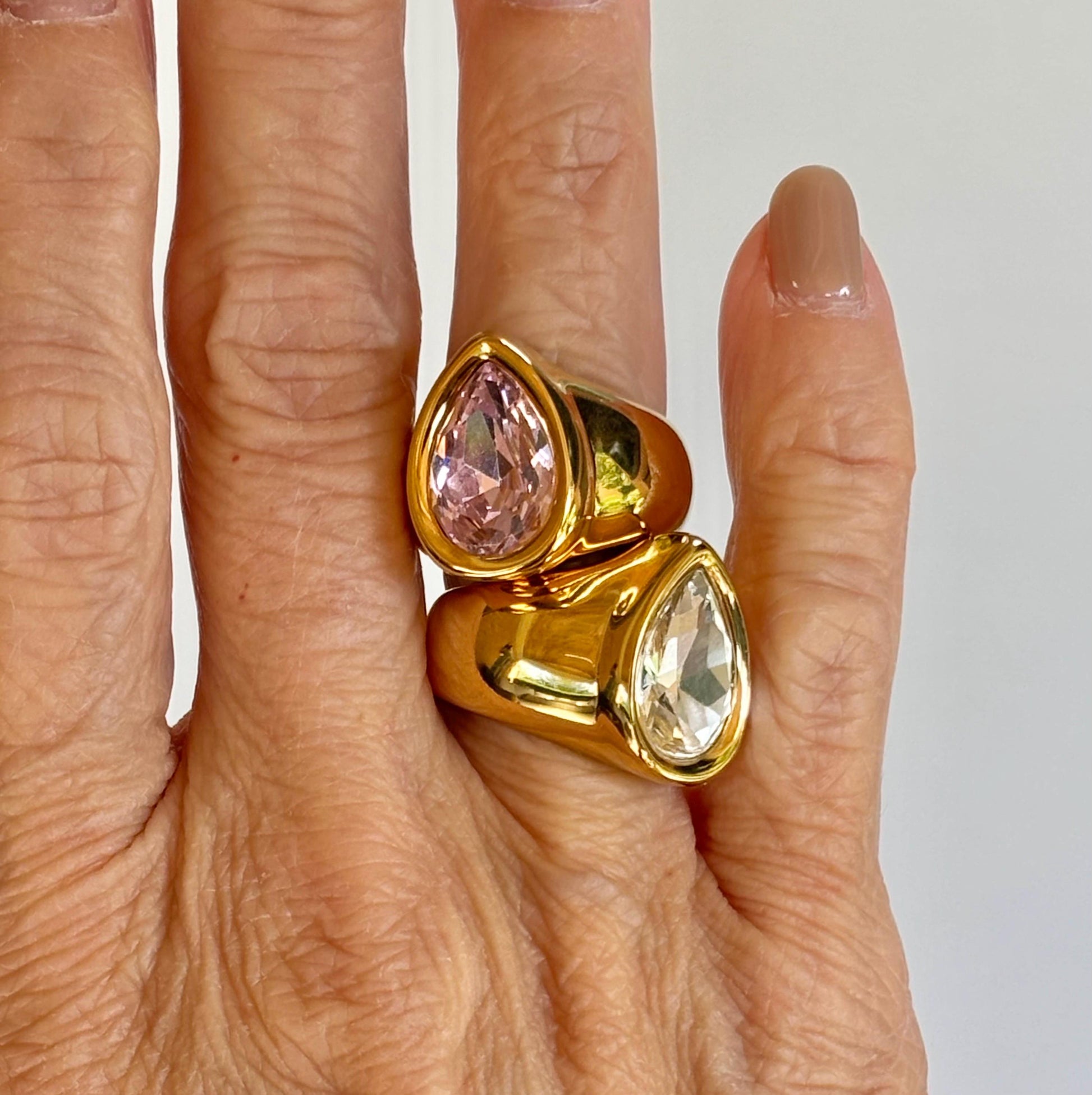 Pear Shaped Ice Crystal Statment Ring