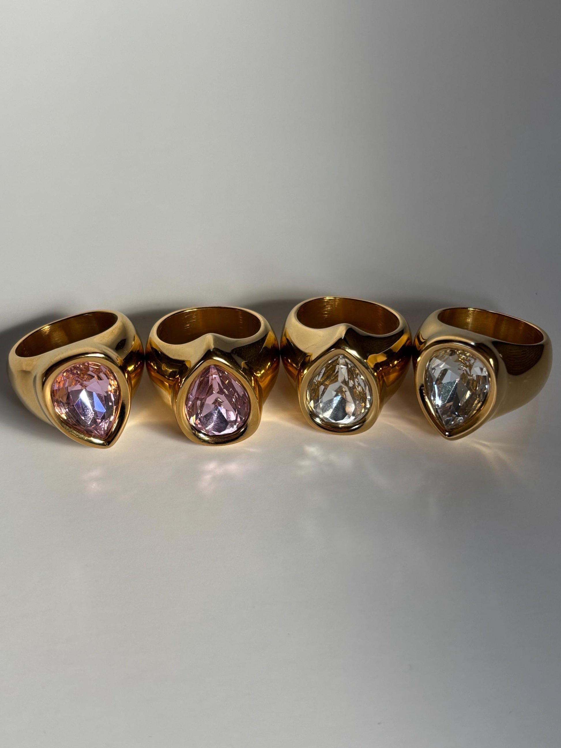 Pear Shaped Ice Crystal Statment Ring