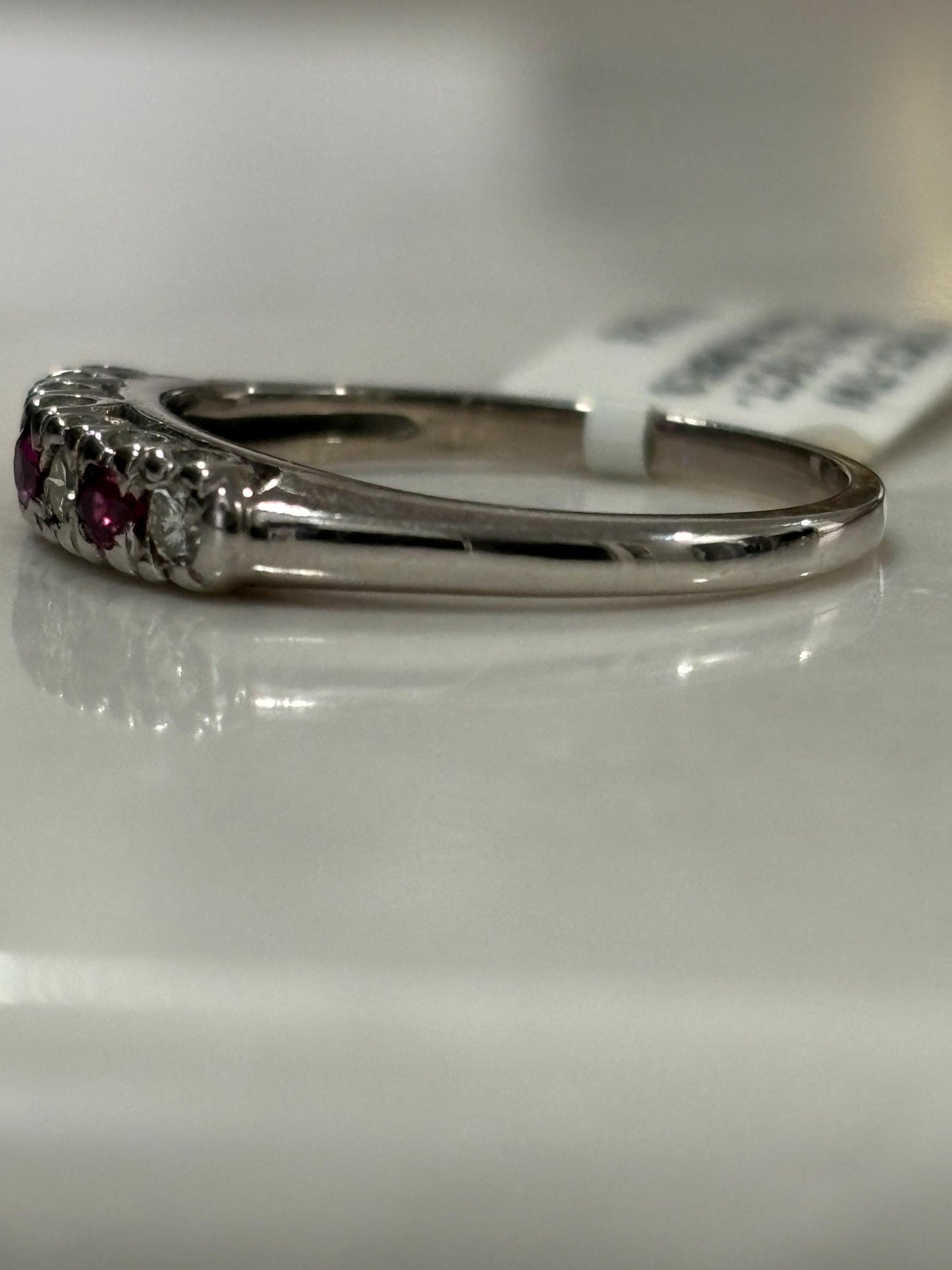 Ruby & Diamond Band 14k White Gold