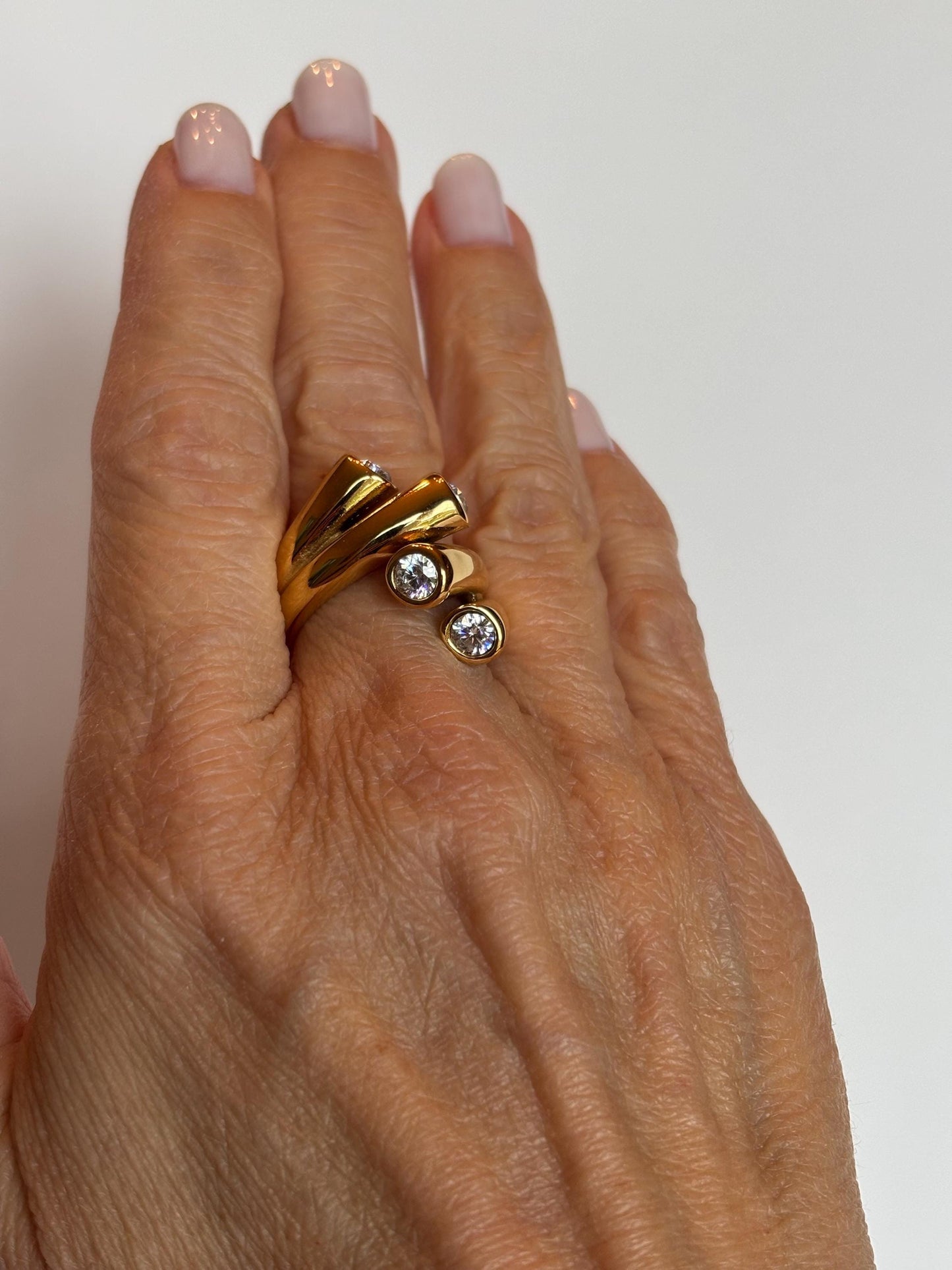 Sculptural Gold Four Stone Statement Ring