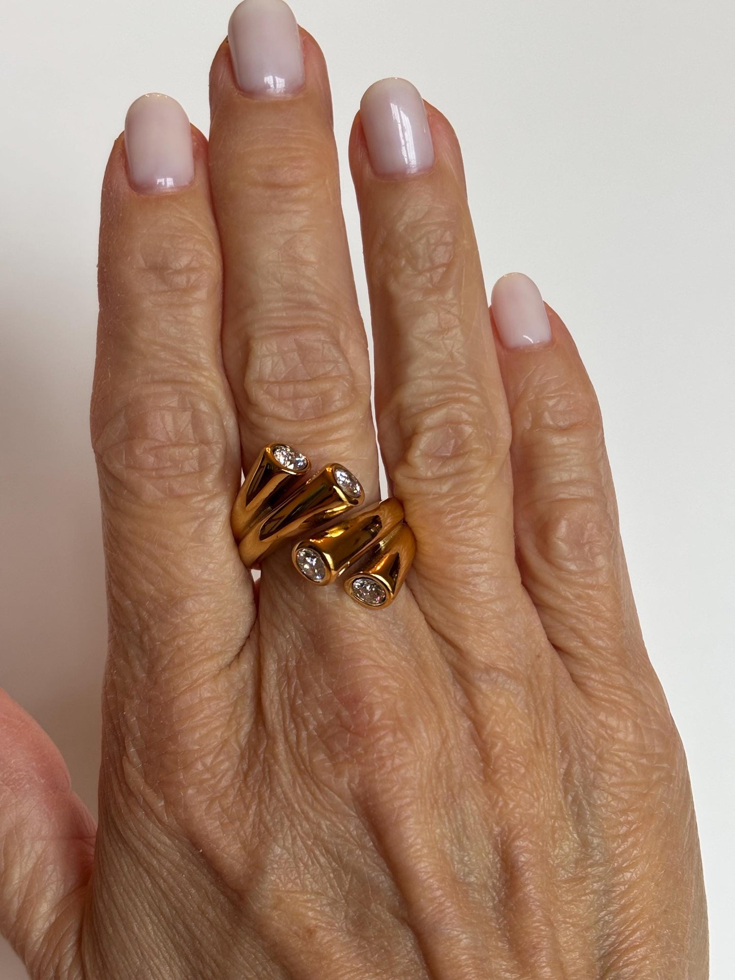 Sculptural Gold Four Stone Statement Ring