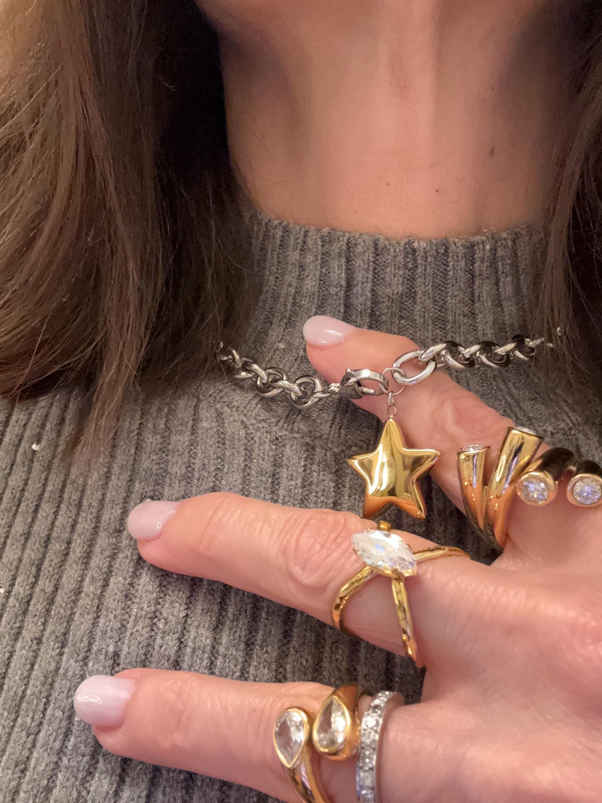 Sculptural Gold Four Stone Statement Ring