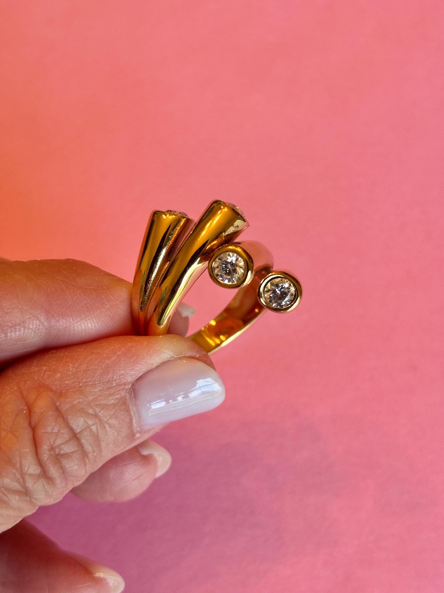 Sculptural Gold Four Stone Statement Ring