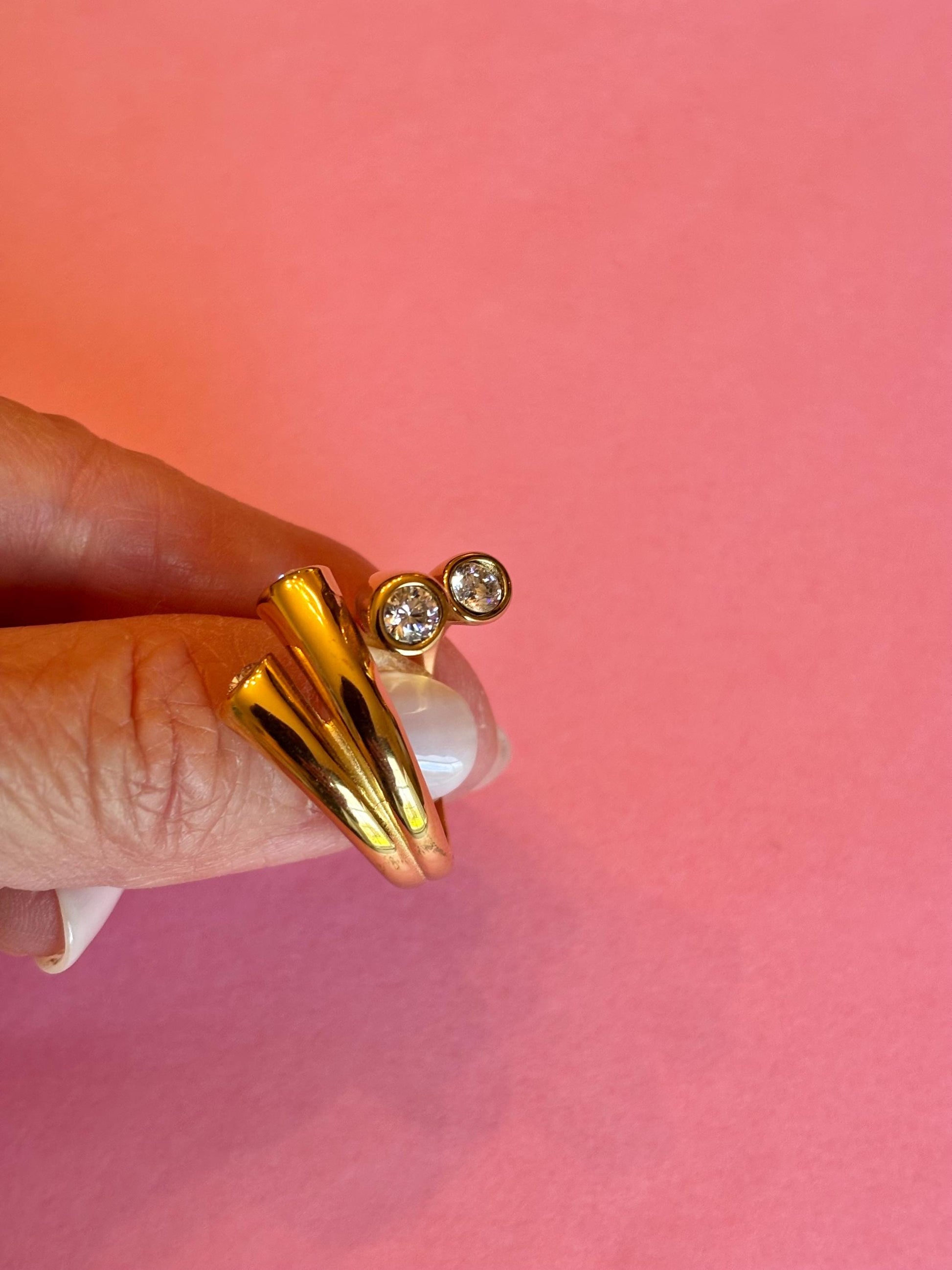 Sculptural Gold Four Stone Statement Ring