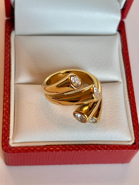 Sculptural Gold Four Stone Statement Ring