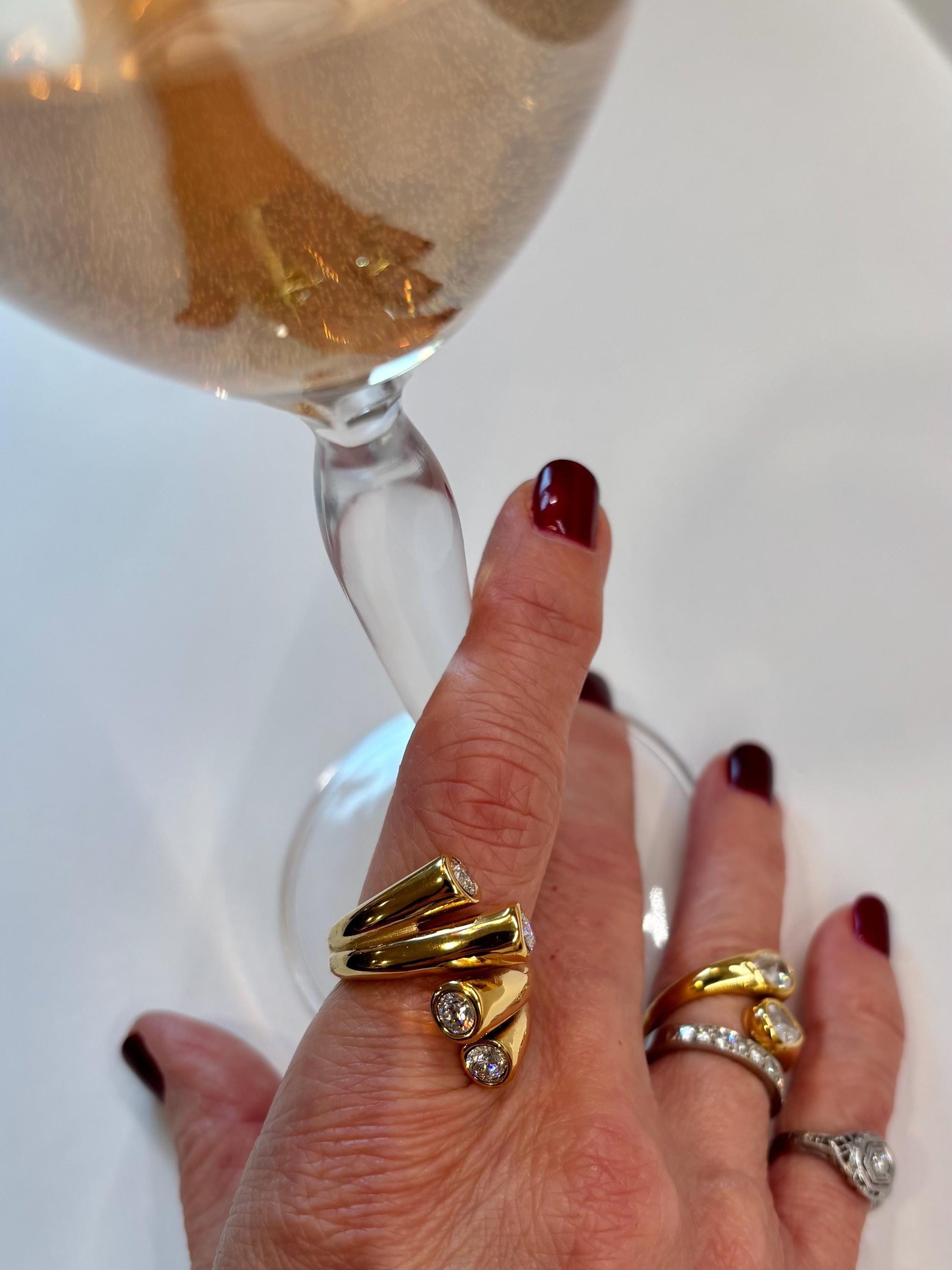 Sculptural Gold Four Stone Statement Ring
