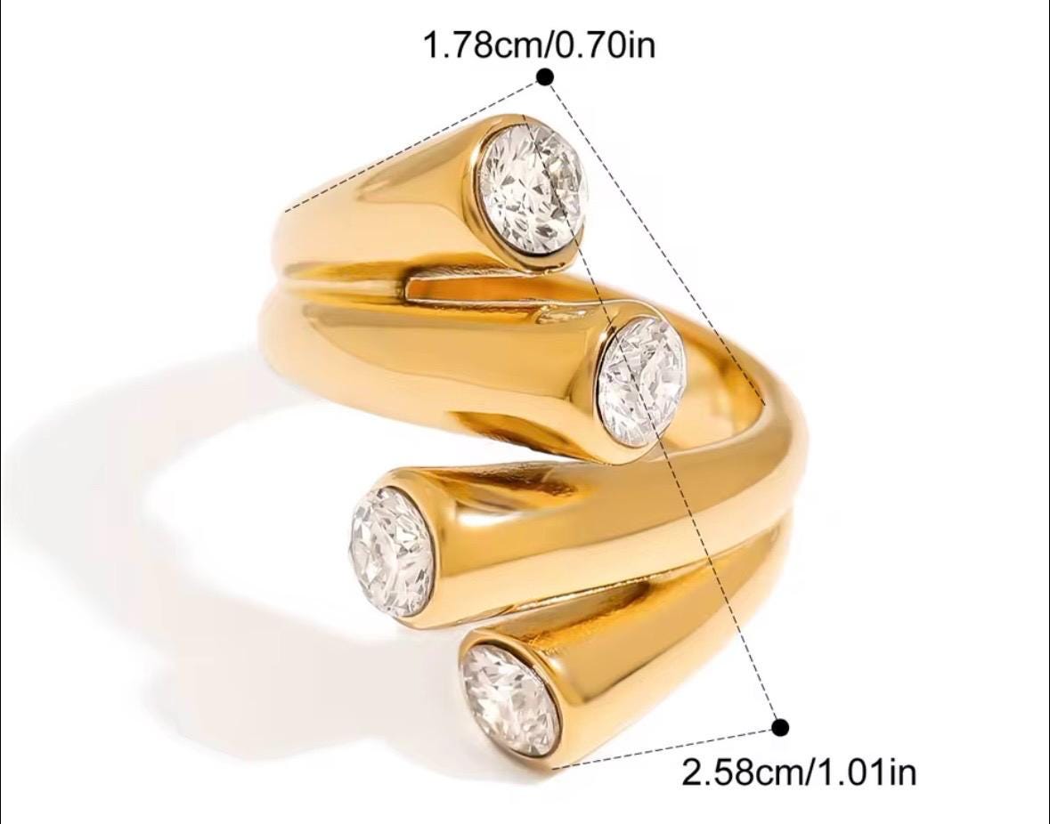 Sculptural Gold Four Stone Statement Ring