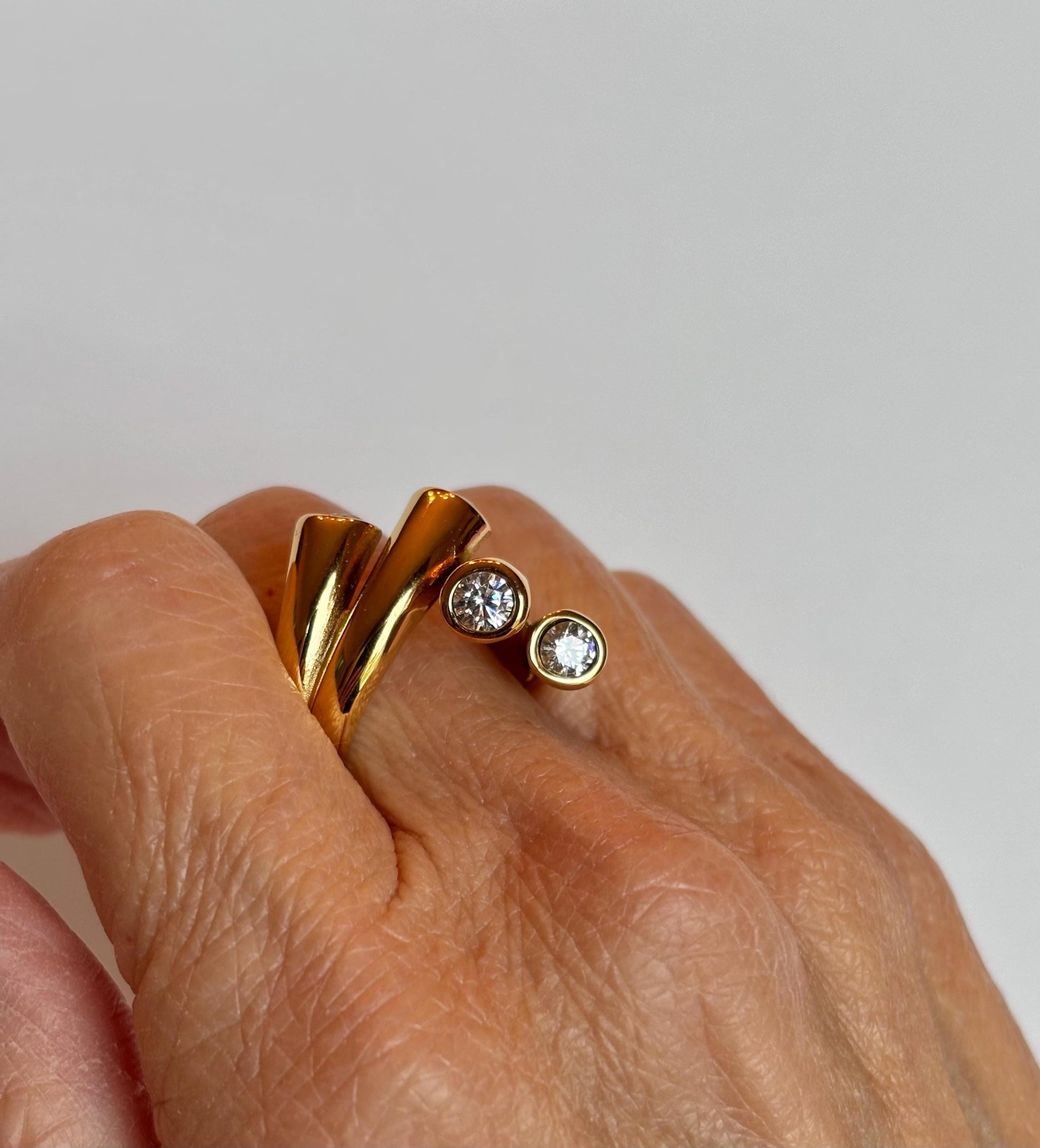 Sculptural Gold Four Stone Statement Ring
