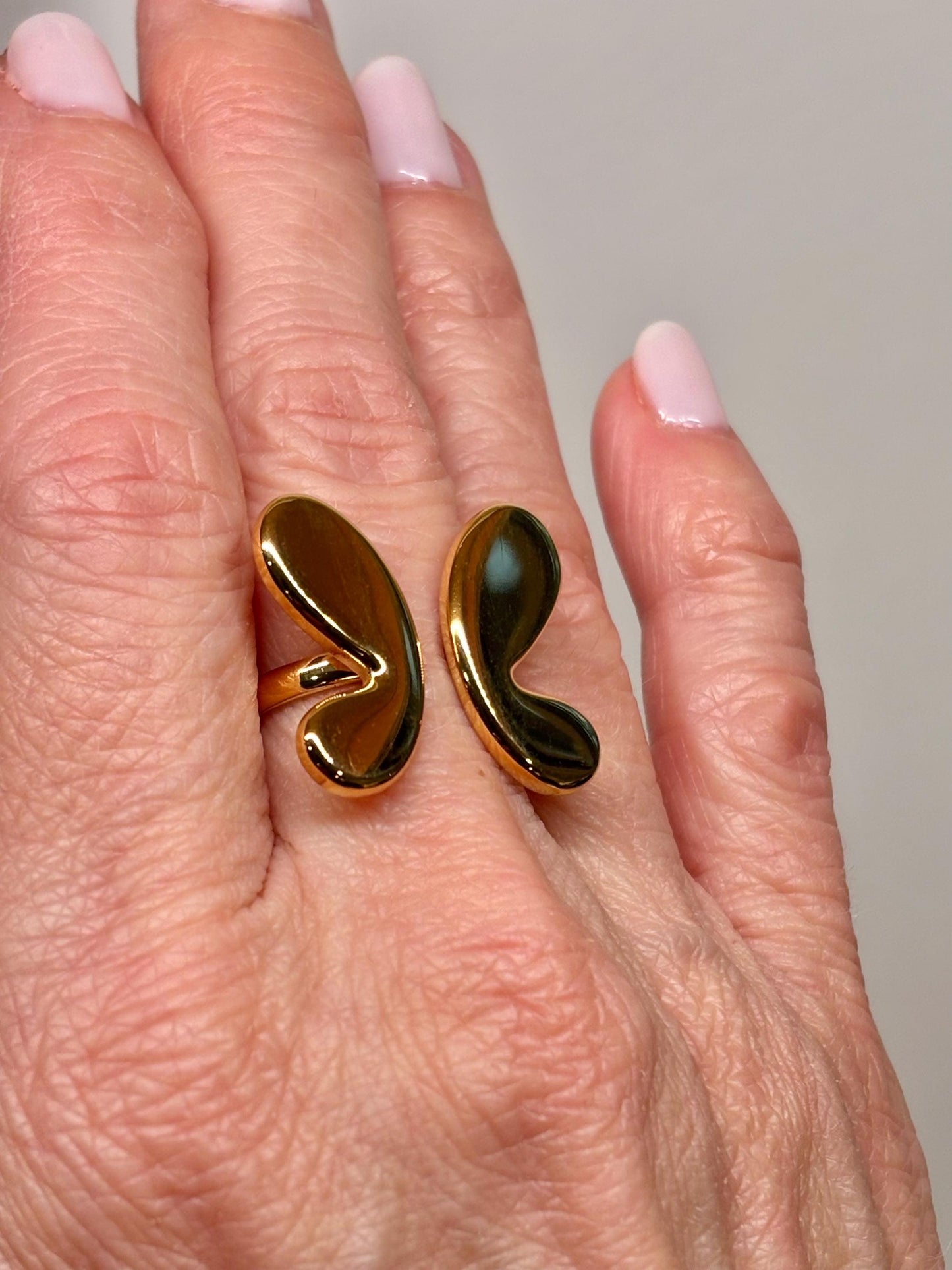 Sculptural Open Ring | 18K Gold Plated Stainless Steel, Size 7