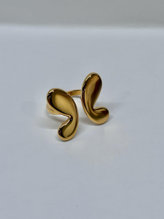 Sculptural Open Ring | 18K Gold Plated Stainless Steel, Size 7