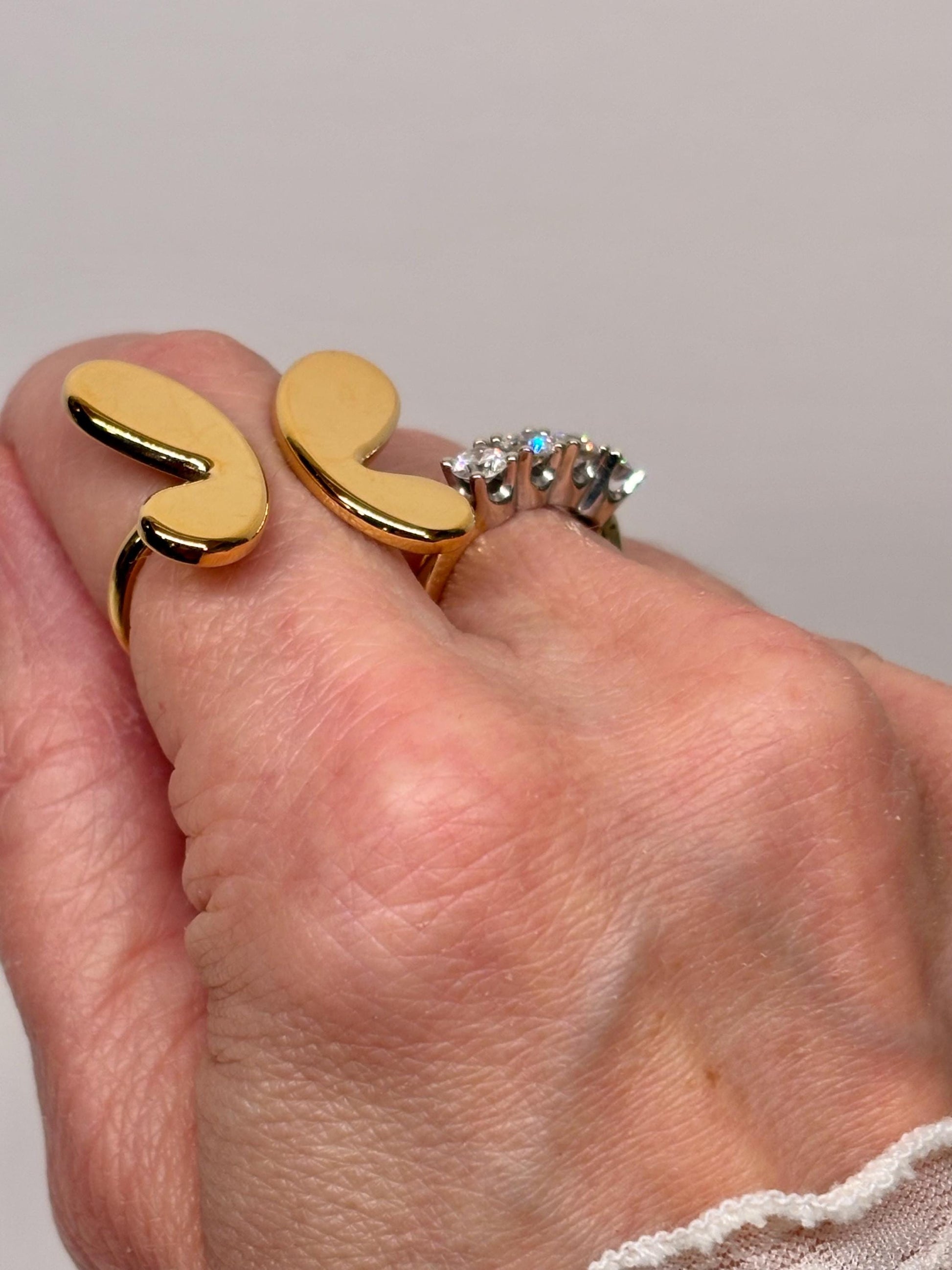 Sculptural Open Ring | 18K Gold Plated Stainless Steel, Size 7