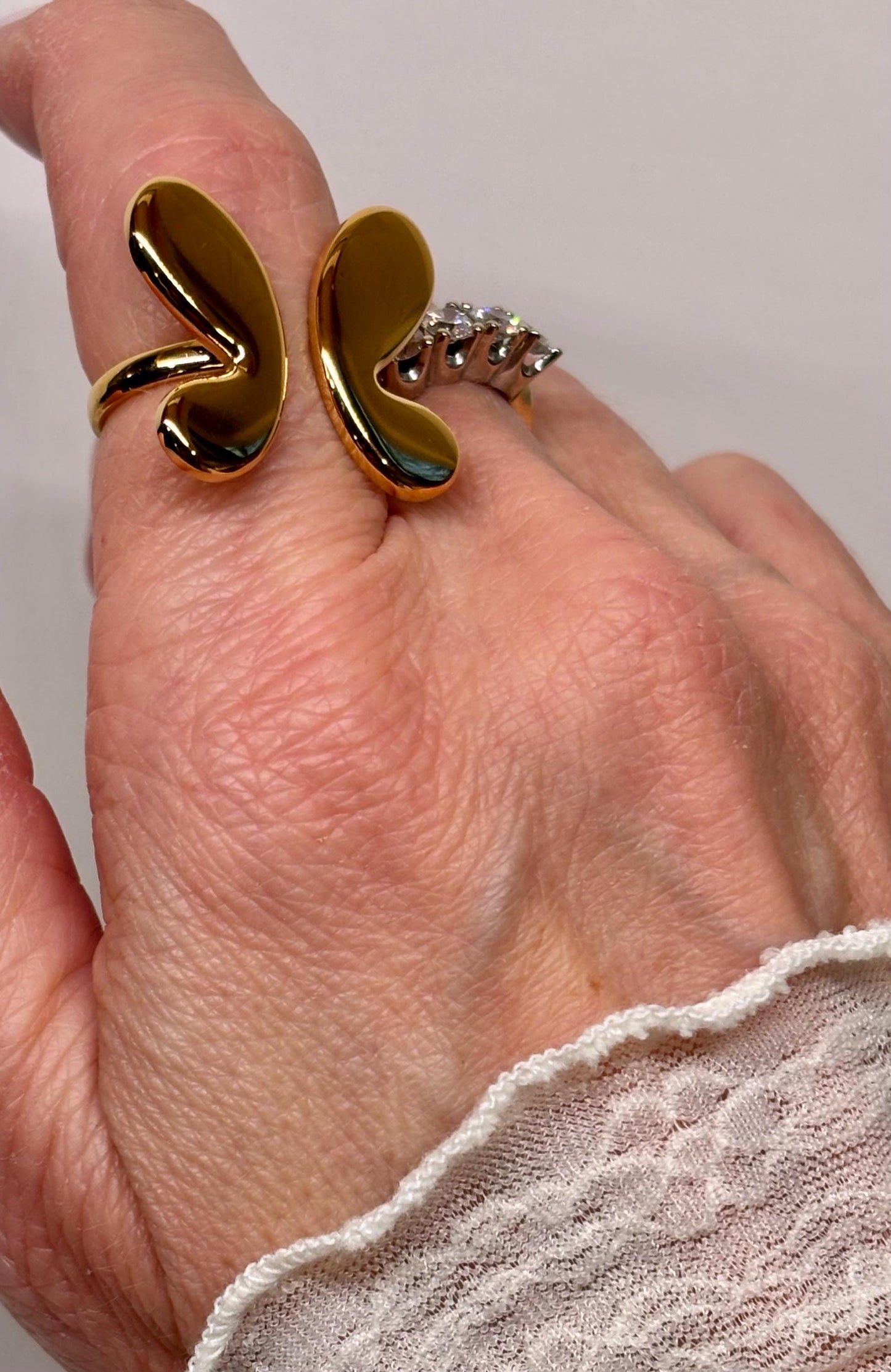 Sculptural Open Ring | 18K Gold Plated Stainless Steel, Size 7