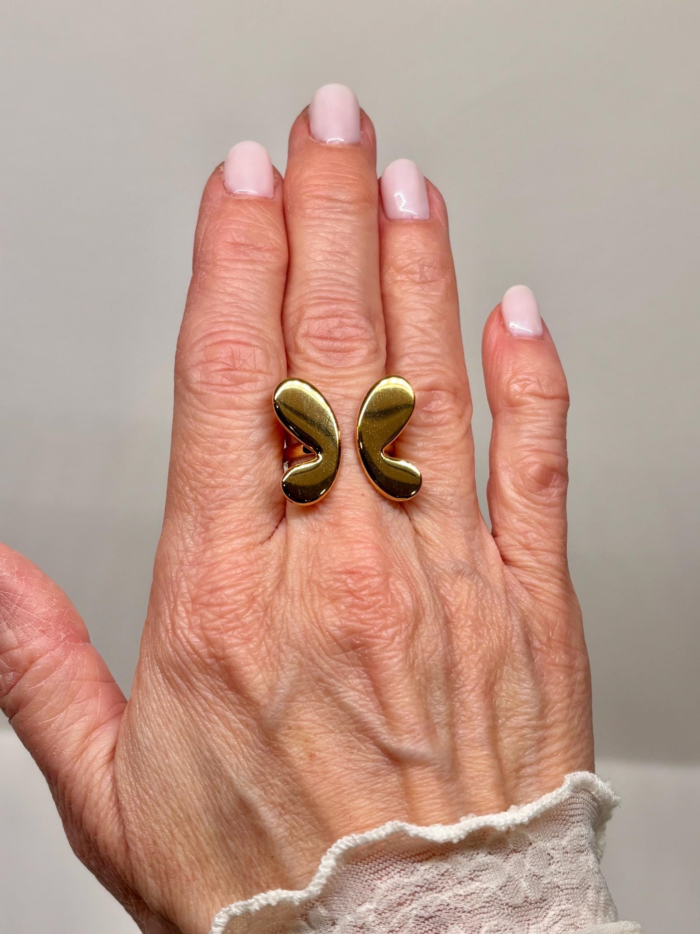 Sculptural Open Ring | 18K Gold Plated Stainless Steel, Size 7