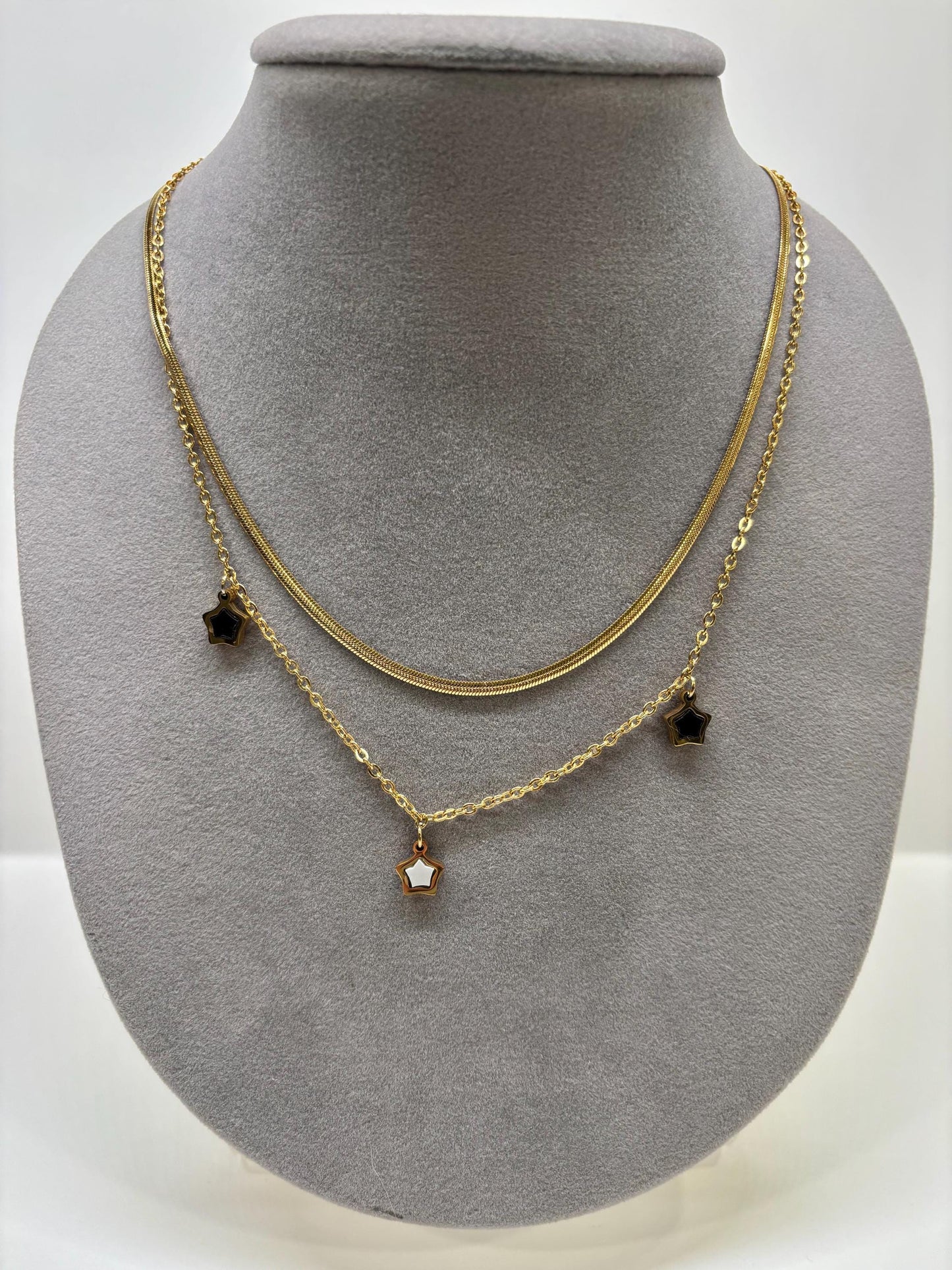 Star Stacked Celestial Layered Gold Necklace pvd Gold Plate