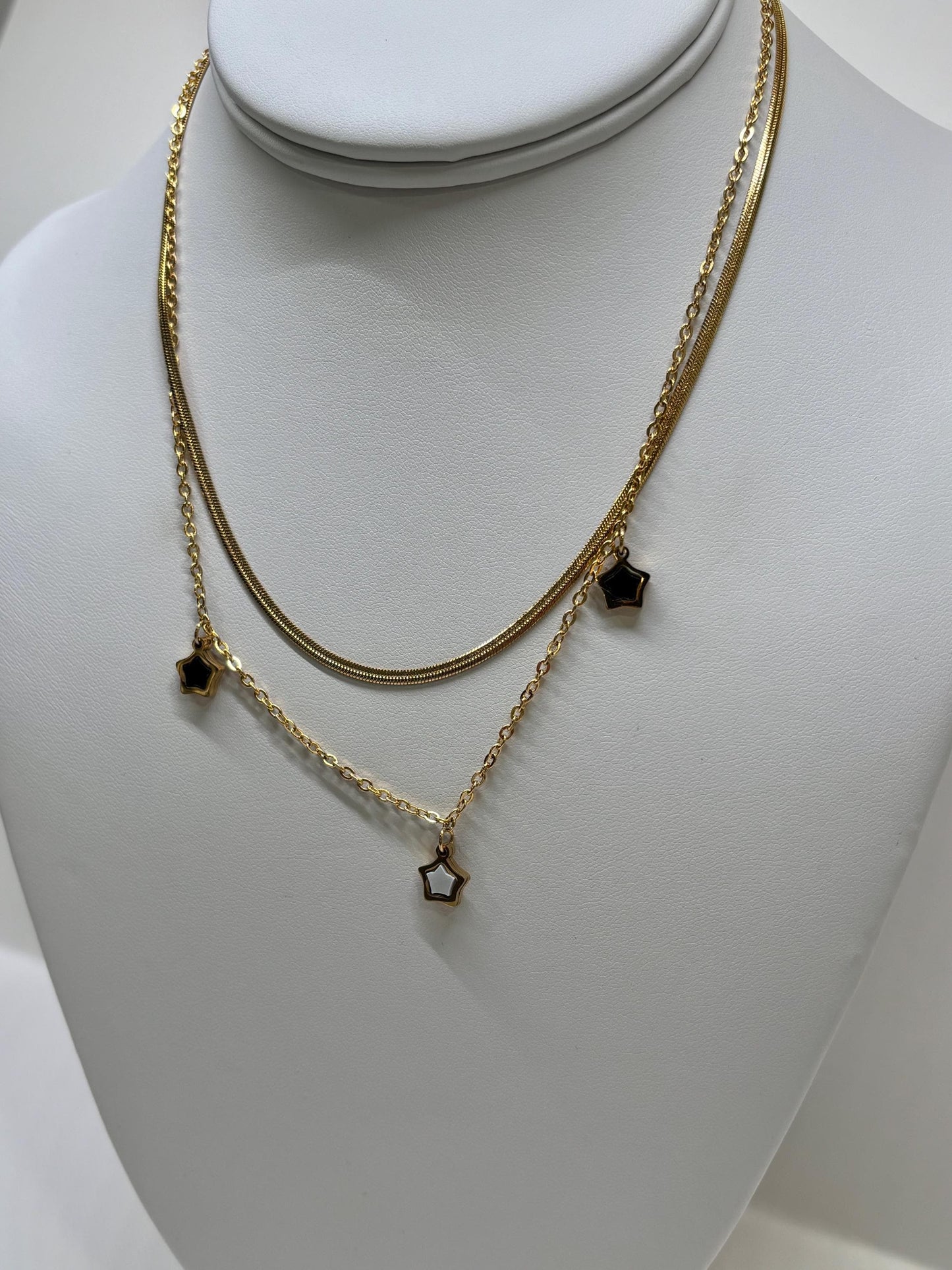 Star Stacked Celestial Layered Gold Necklace pvd Gold Plate