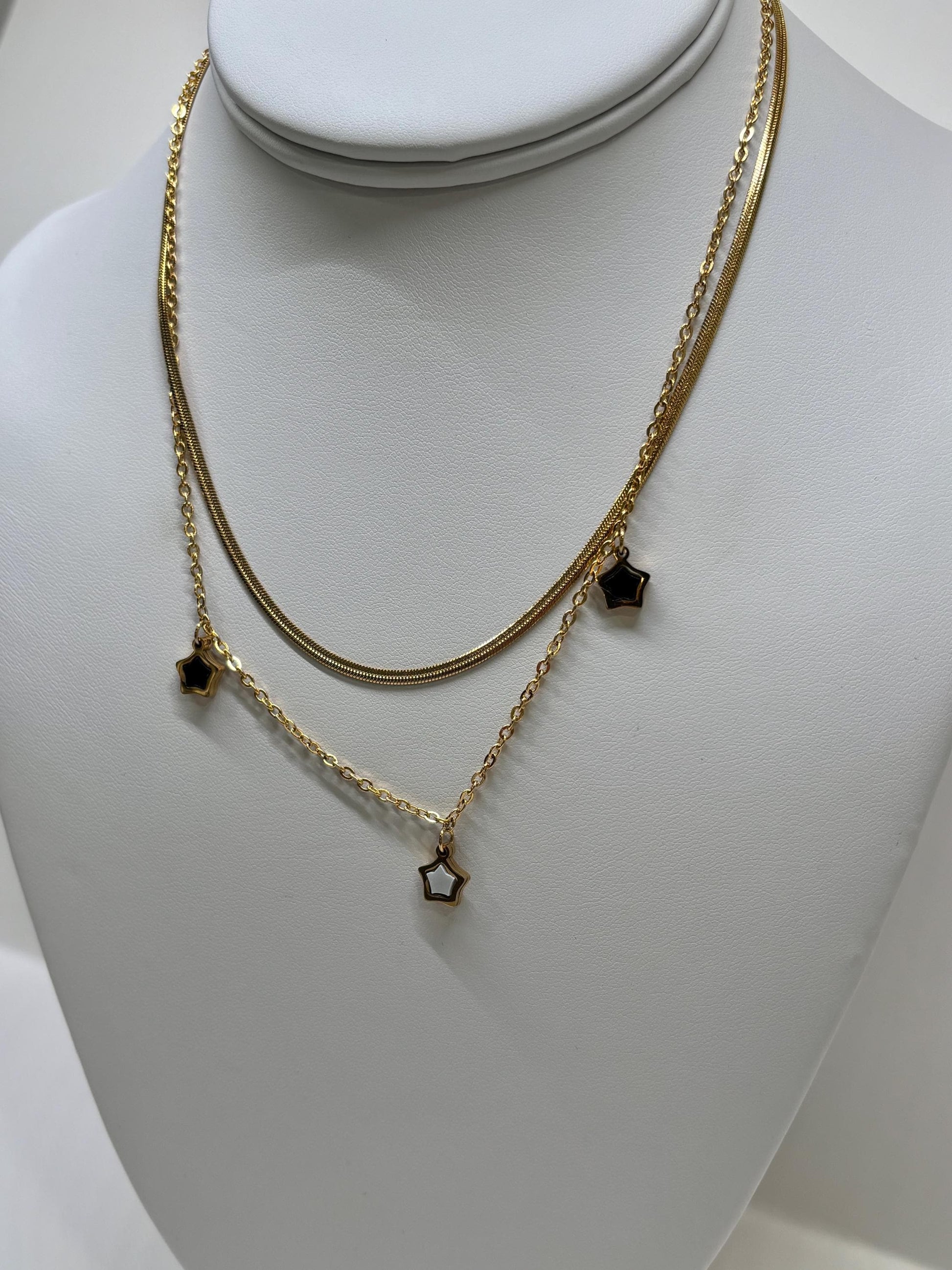 Star Stacked Celestial Layered Gold Necklace pvd Gold Plate