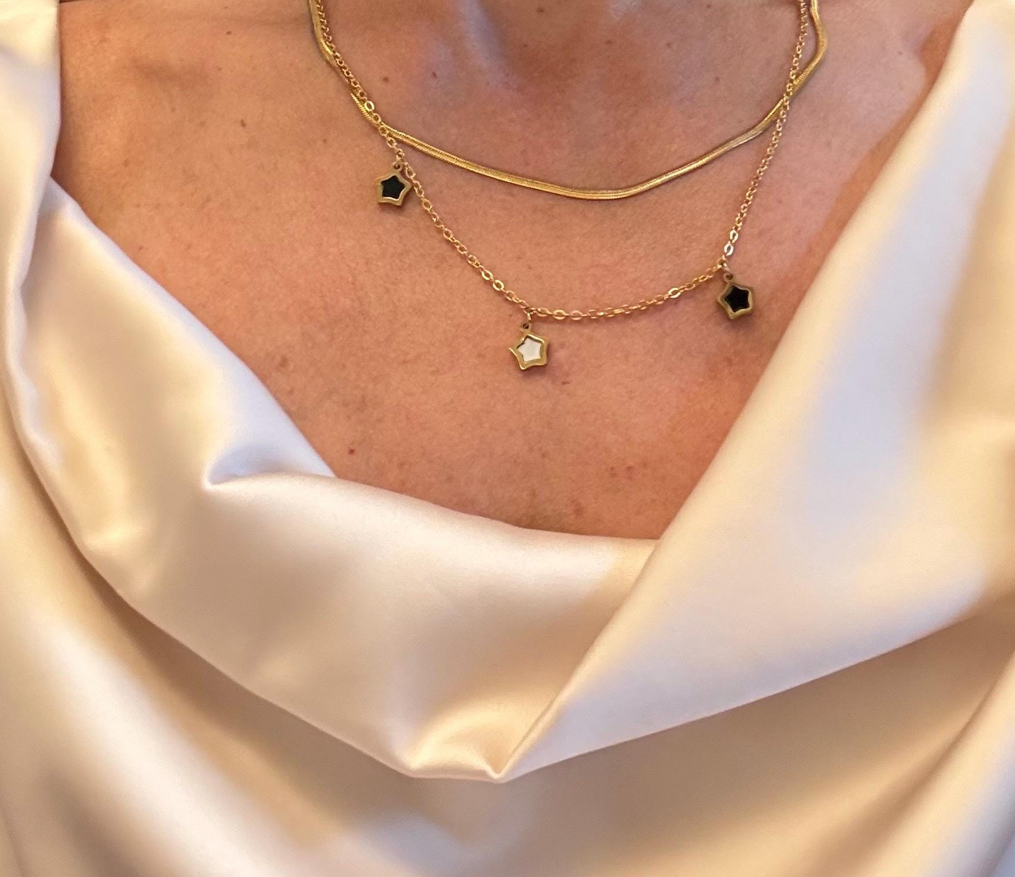 Star Stacked Celestial Layered Gold Necklace Stainless Steel 18k Gold Plate