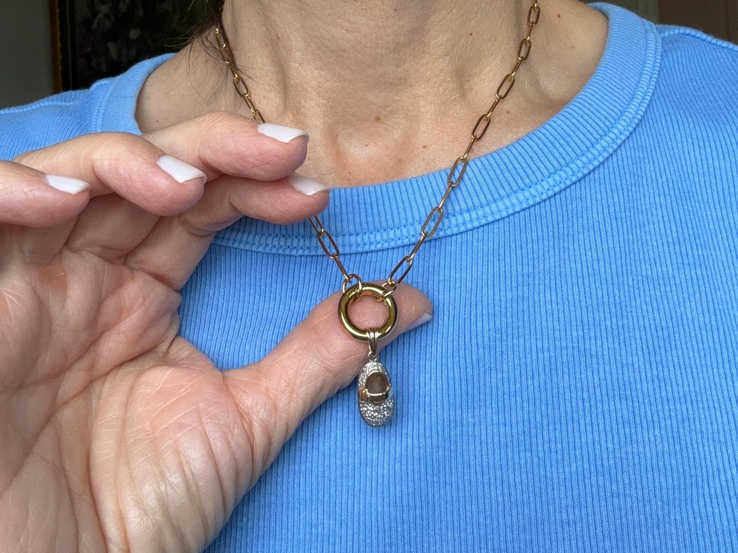 Thin Paperclip Charm Trend Necklace pvd gold plate