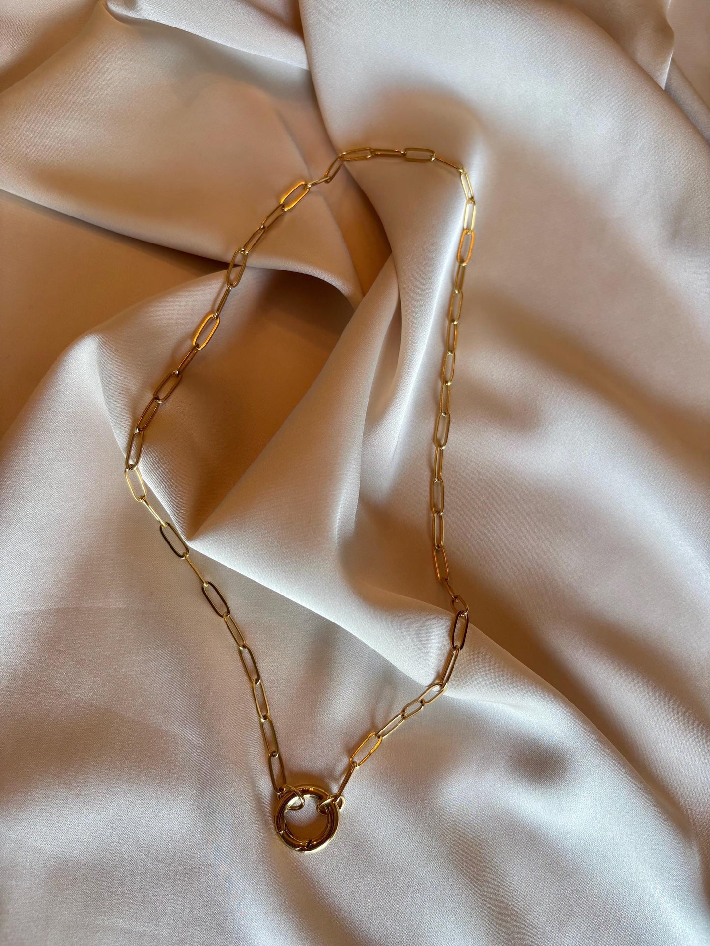 Thin Paperclip Charm Trend Necklace pvd gold plate