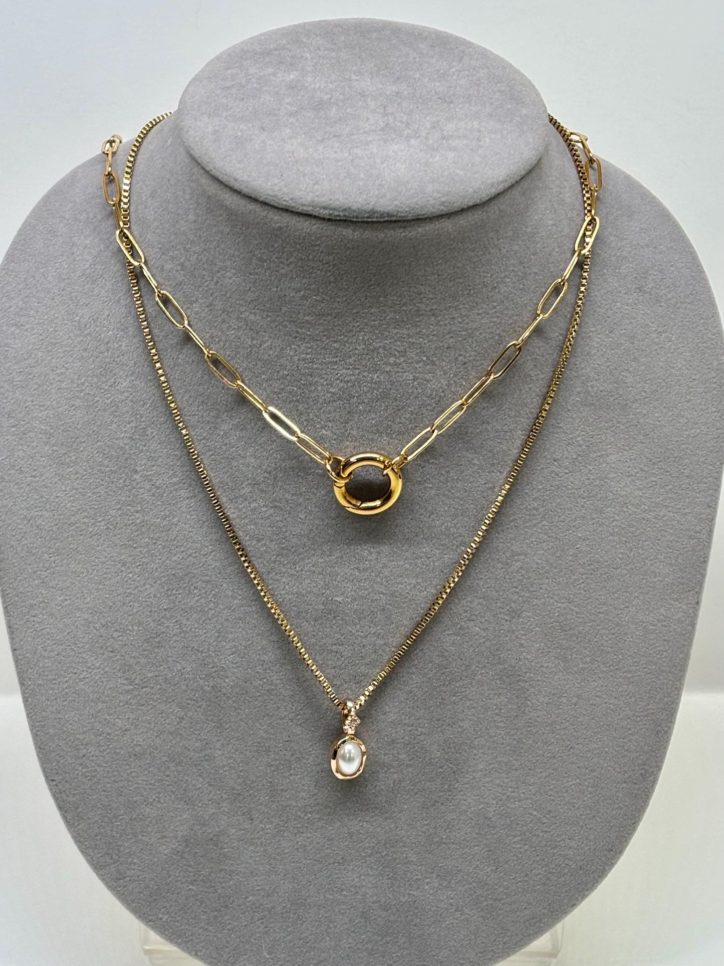 Thin Paperclip Charm Trend Necklace pvd gold plate