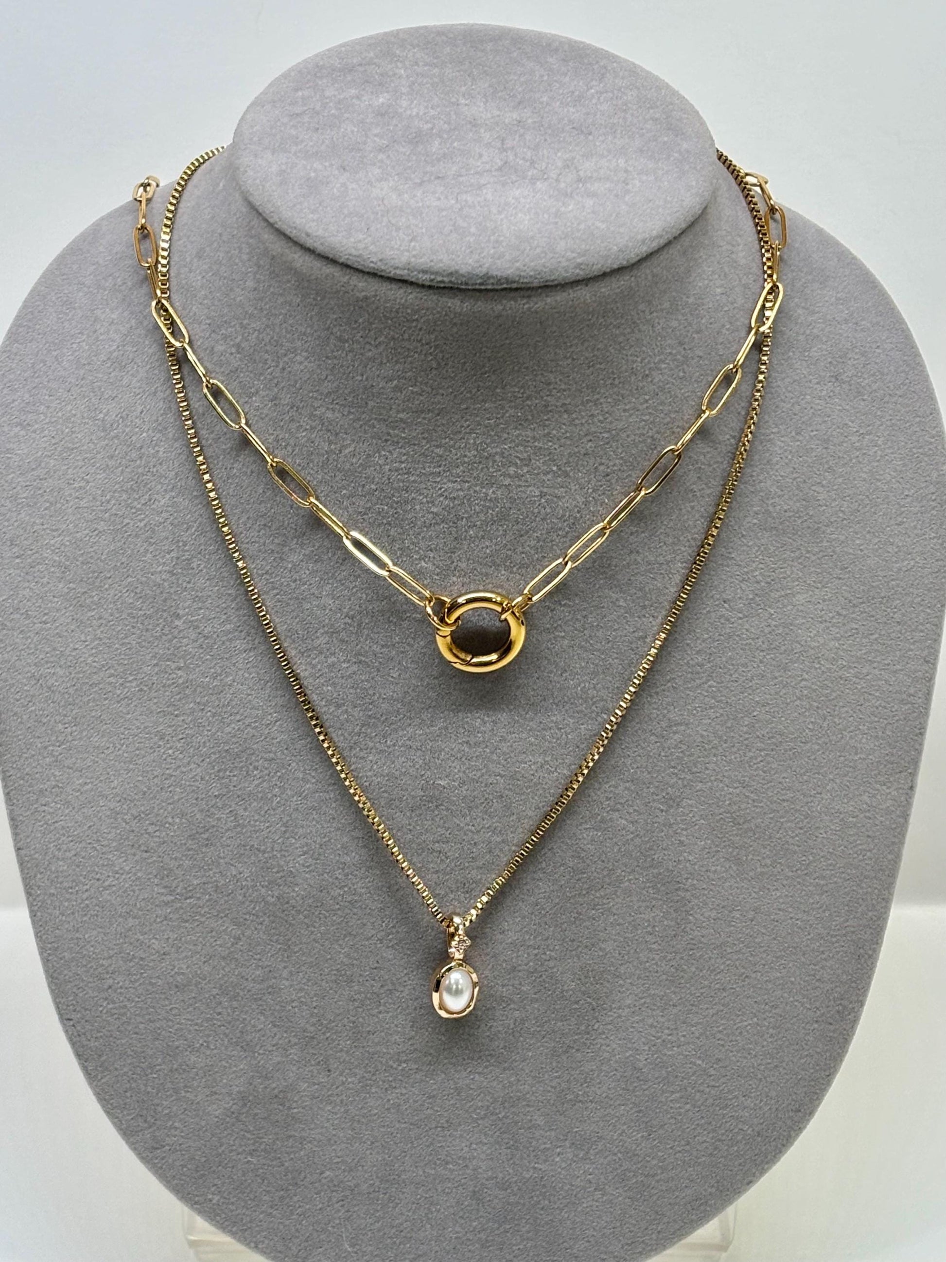 Thin Paperclip Charm Trend Necklace pvd gold plate