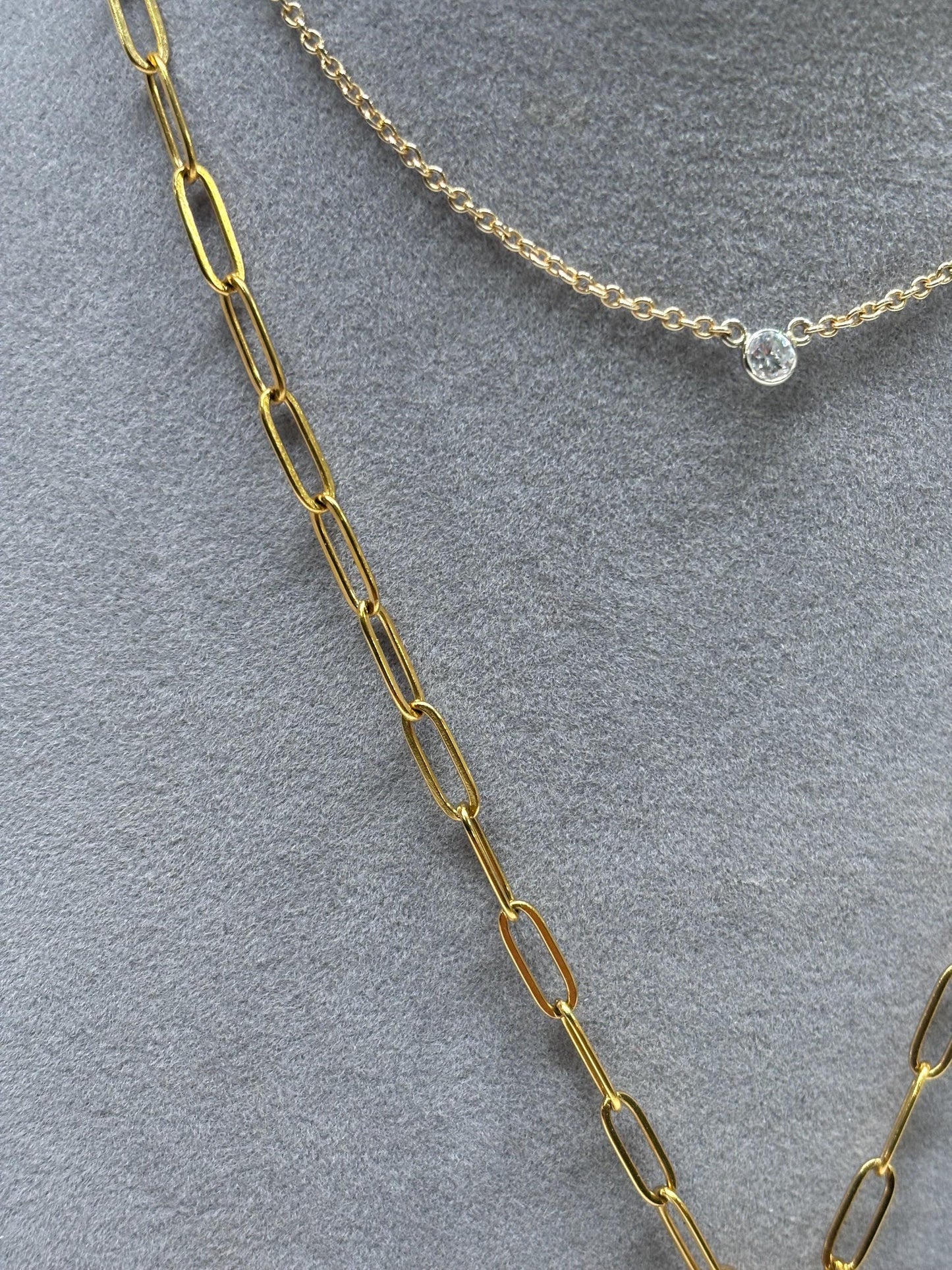 Thin Paperclip Charm Trend Necklace pvd gold plate