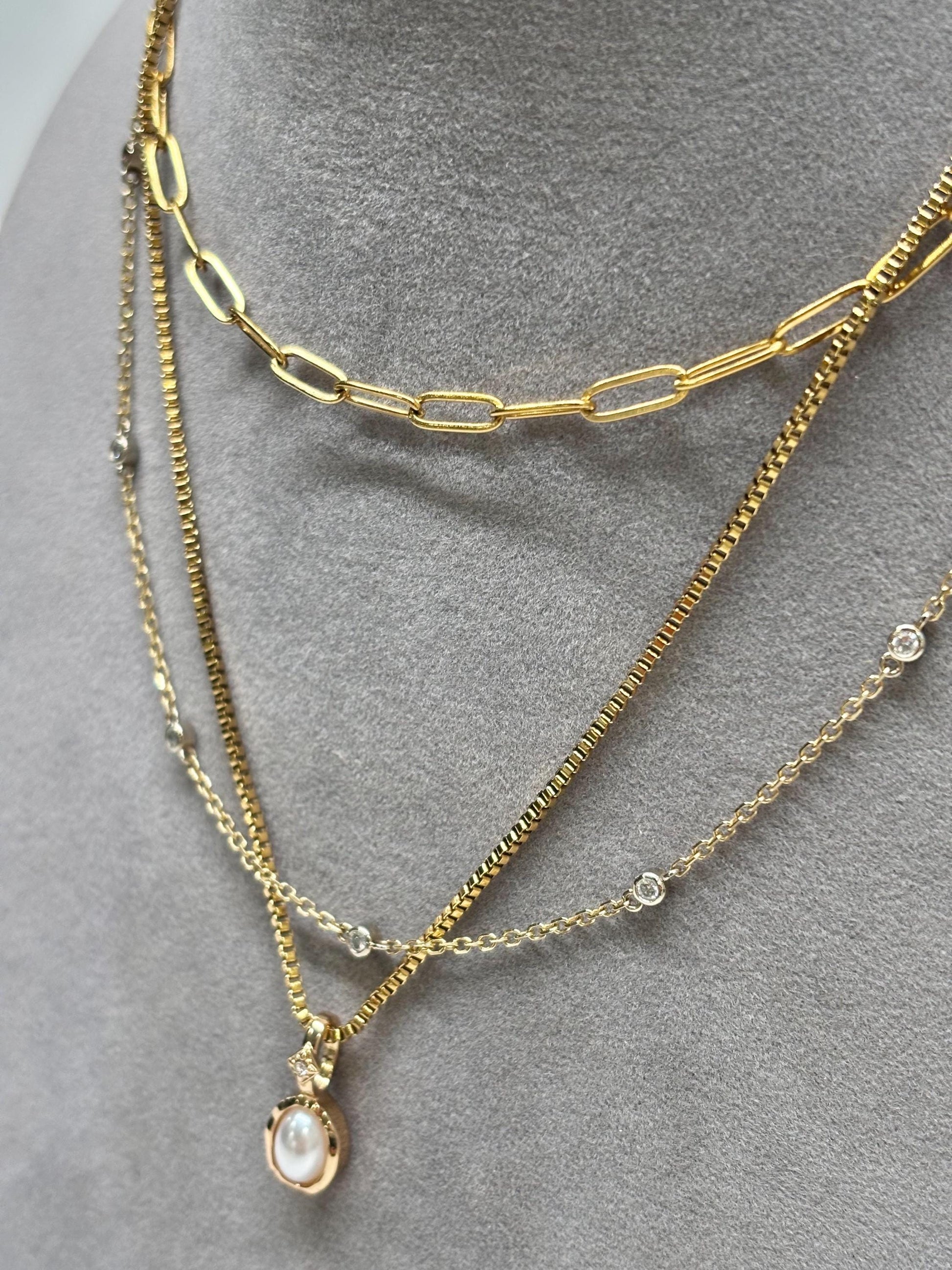 Thin Paperclip Charm Trend Necklace pvd gold plate