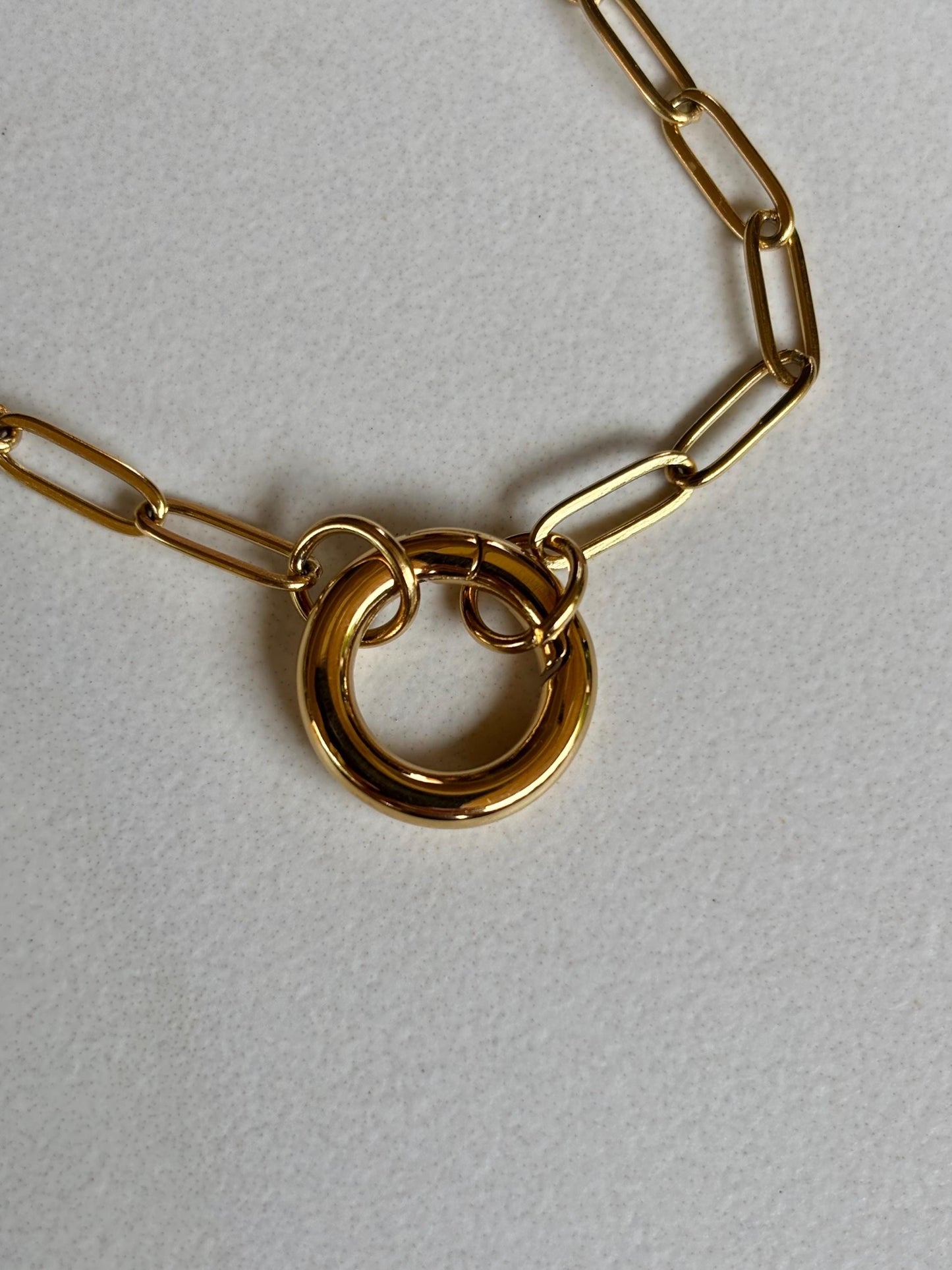 Thin Paperclip Charm Trend Necklace pvd gold plate