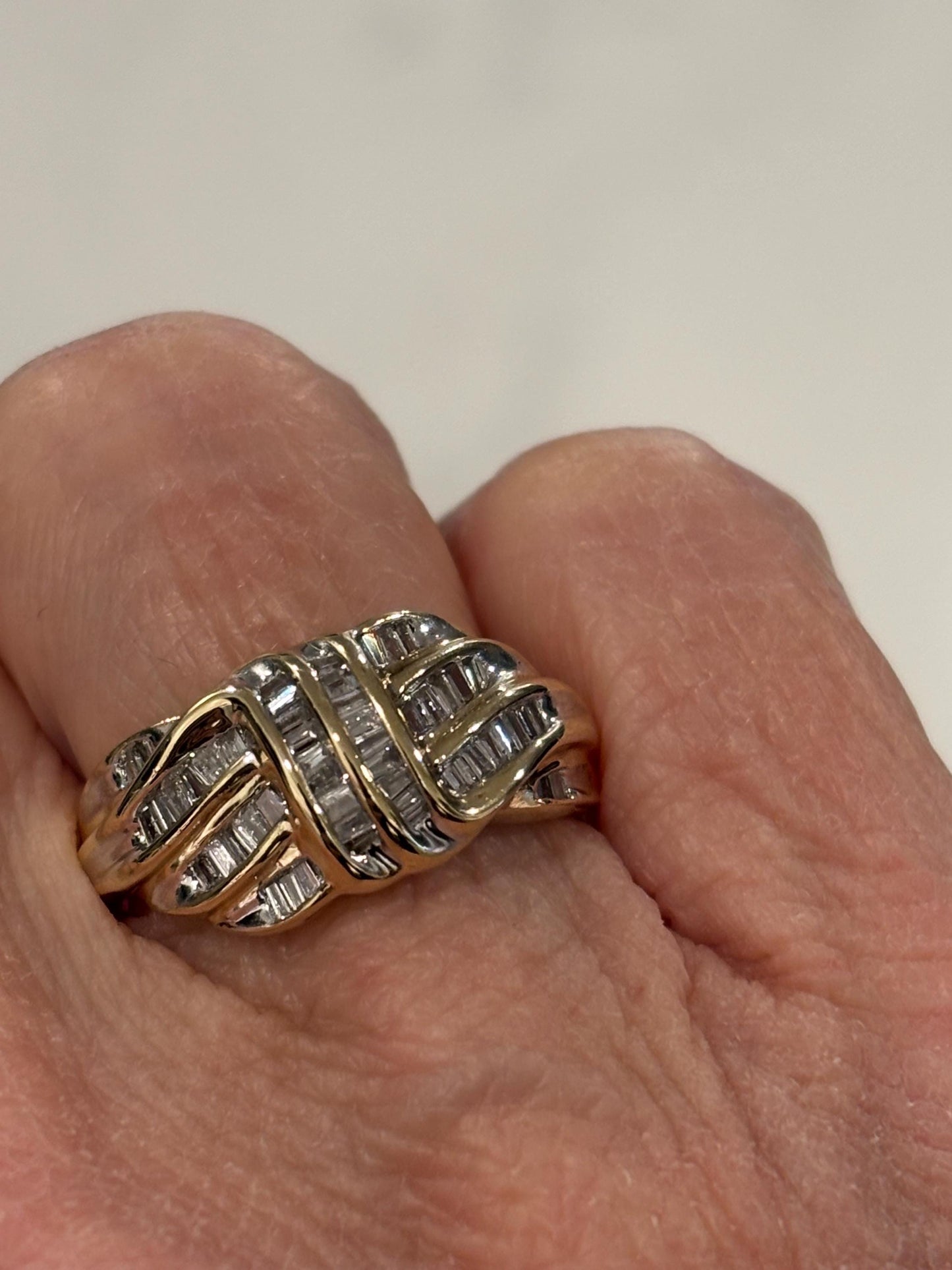 Vintage 10K Yellow Gold Baguette Diamond Cluster Ring
