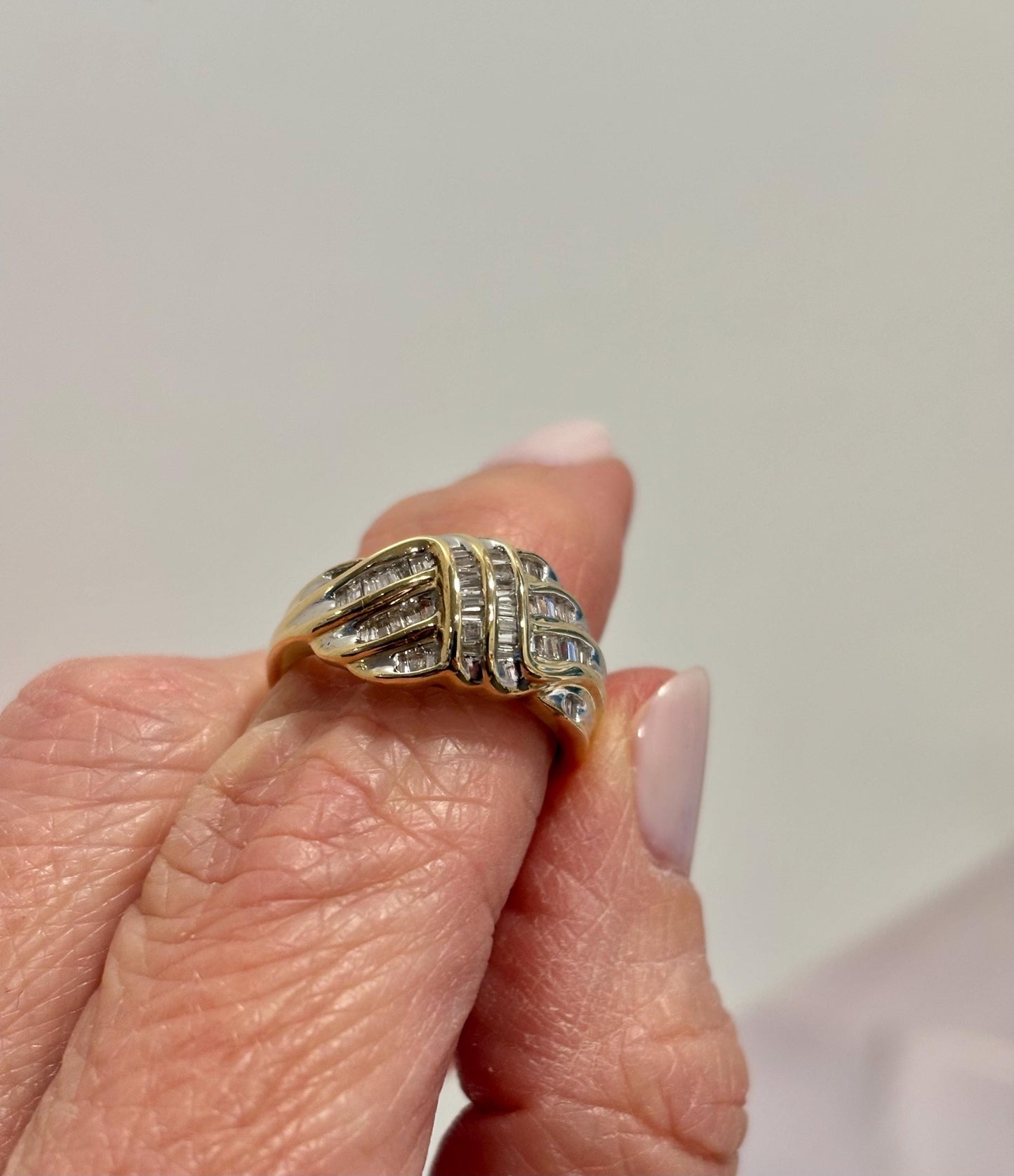 Vintage 10K Yellow Gold Baguette Diamond Cluster Ring