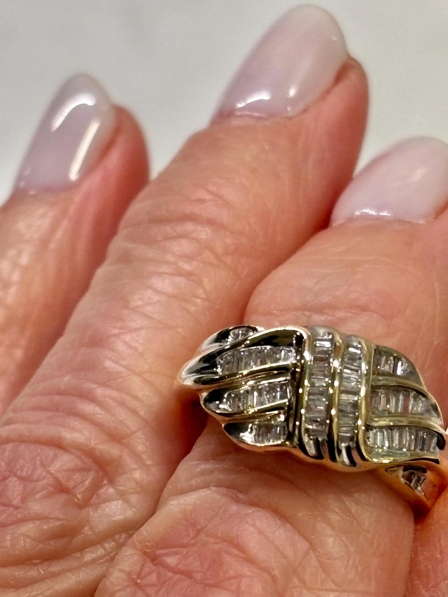 Vintage 10K Yellow Gold Baguette Diamond Cluster Ring