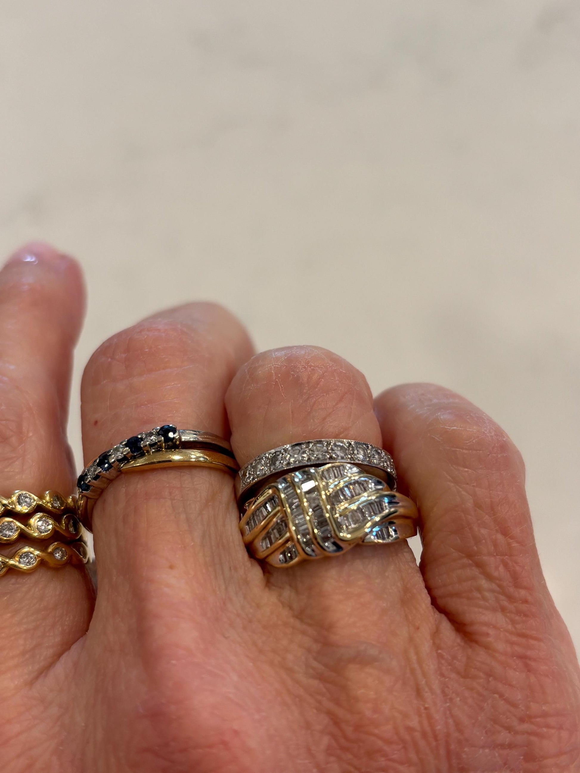 Vintage 10K Yellow Gold Baguette Diamond Cluster Ring
